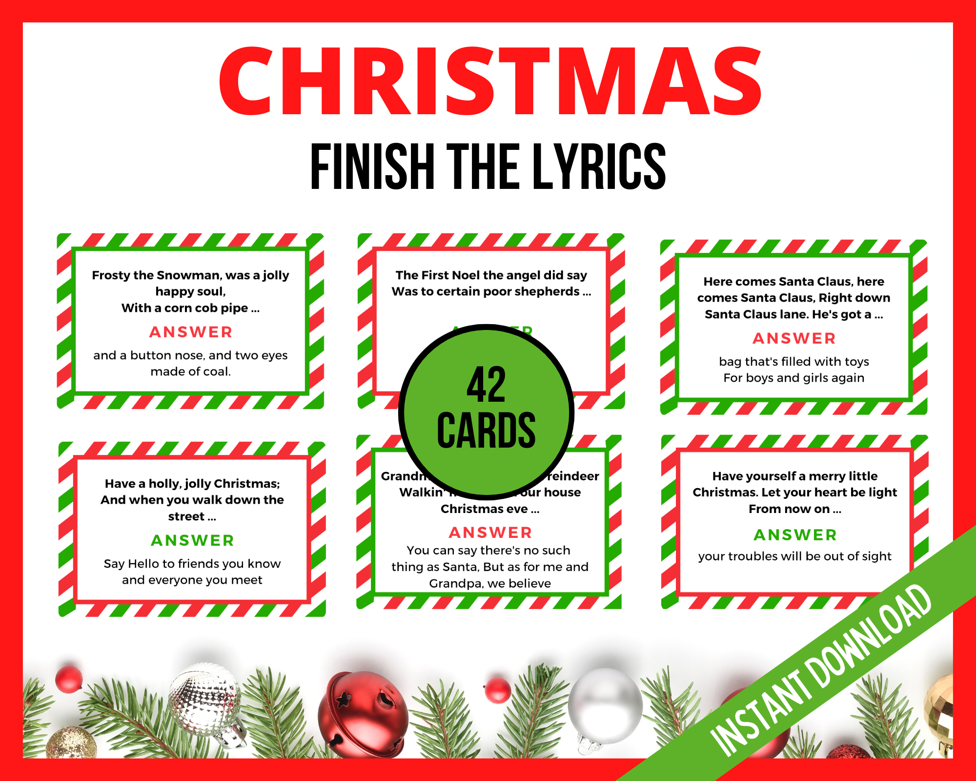 Christmas Finish The Song Popular Christmas Songs Christmas Song Games Christmas Songs Lyrics - Christmas Song Lyrics Game Free Printable