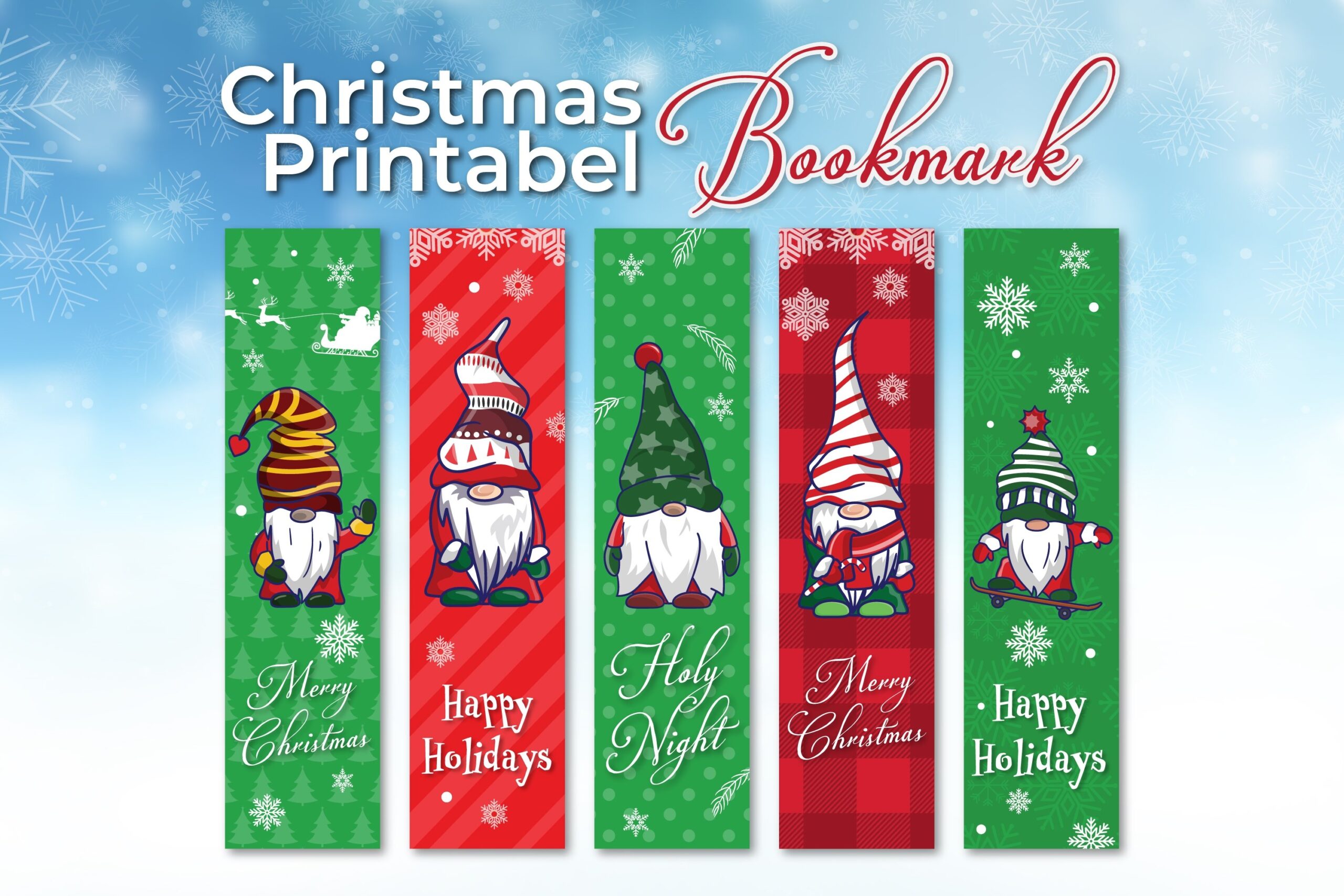 Christmas Gnome Printable Bookmark Template - Free Printable Bookmarks For Christmas