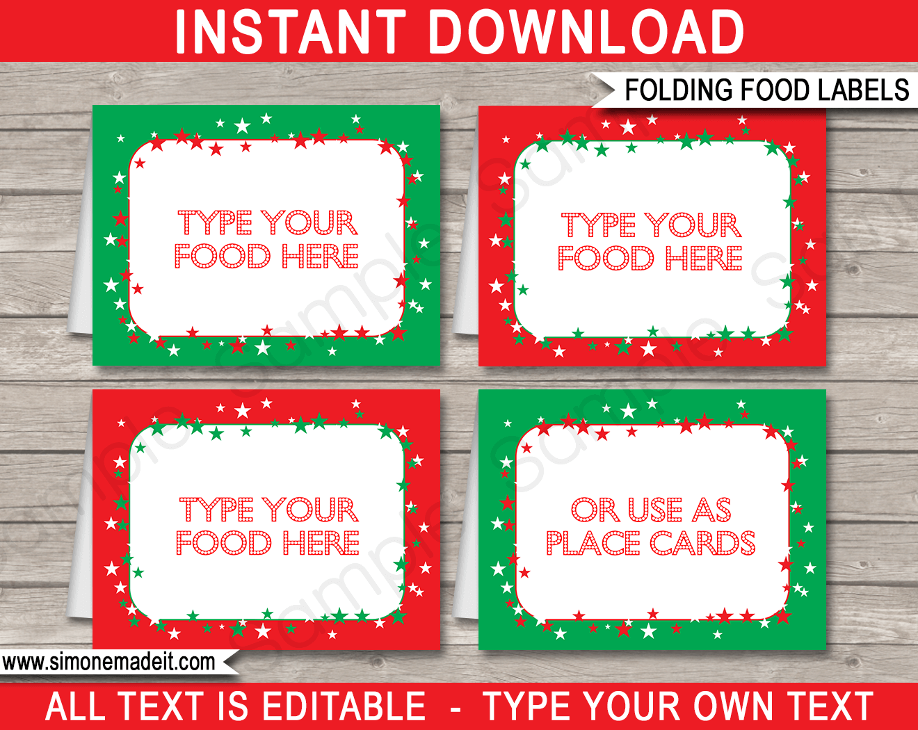 Christmas Party Food Labels Place Cards Christmas Decorations - Free Printable Buffet Food Labels