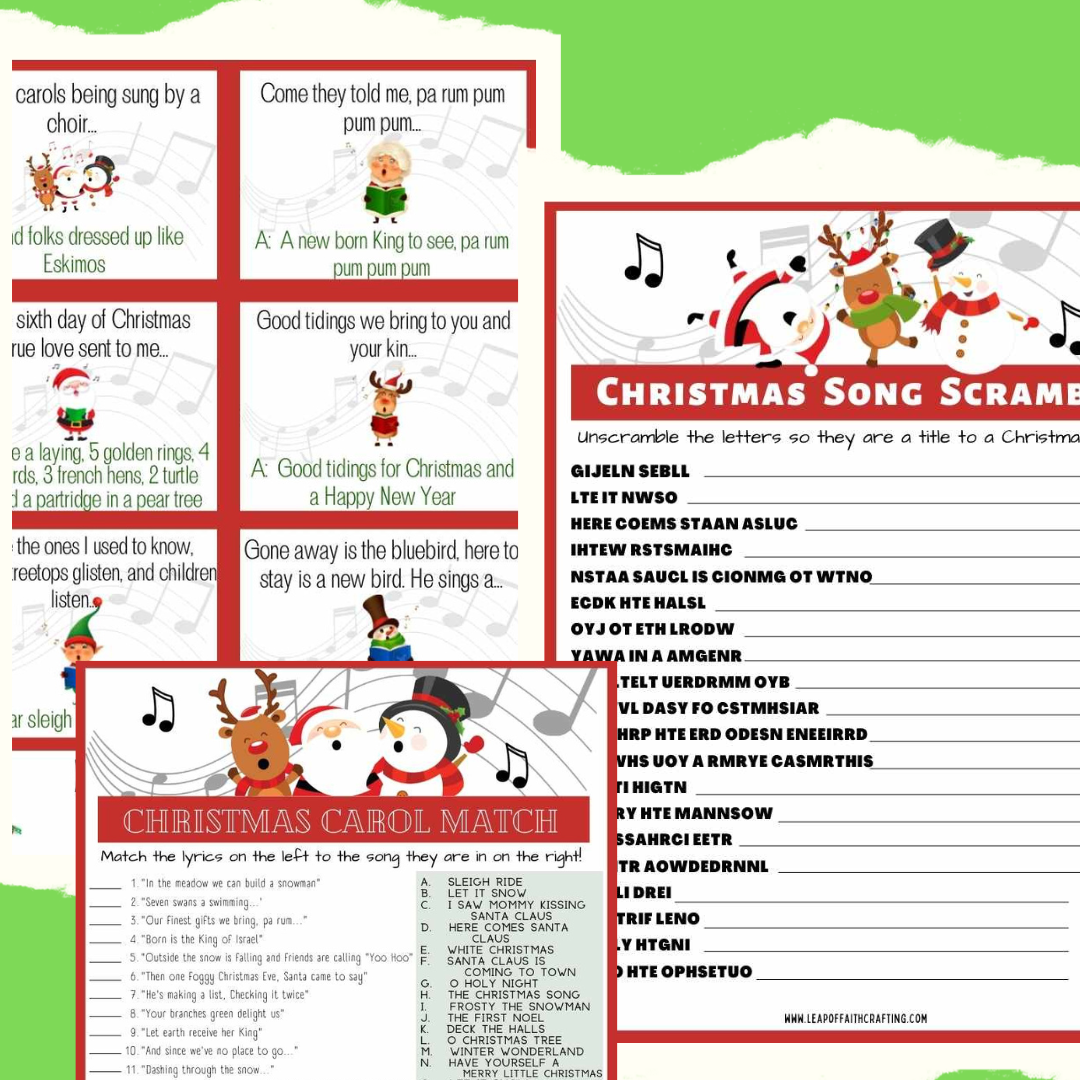 Christmas Song Games Printables 8 Pages For Hours Of Fun Leap Of Faith Crafting - Christmas Song Lyrics Game Free Printable