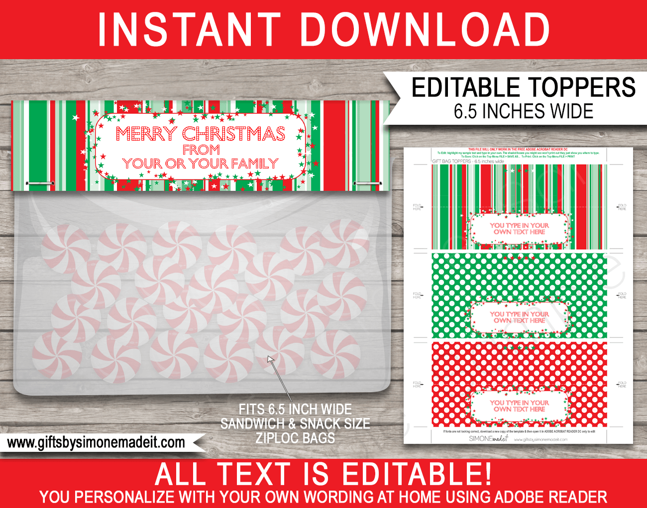 Christmas Treat Bag Topper Template Printable Custom Gift Tags - Free Printable Christmas Bag Toppers Templates