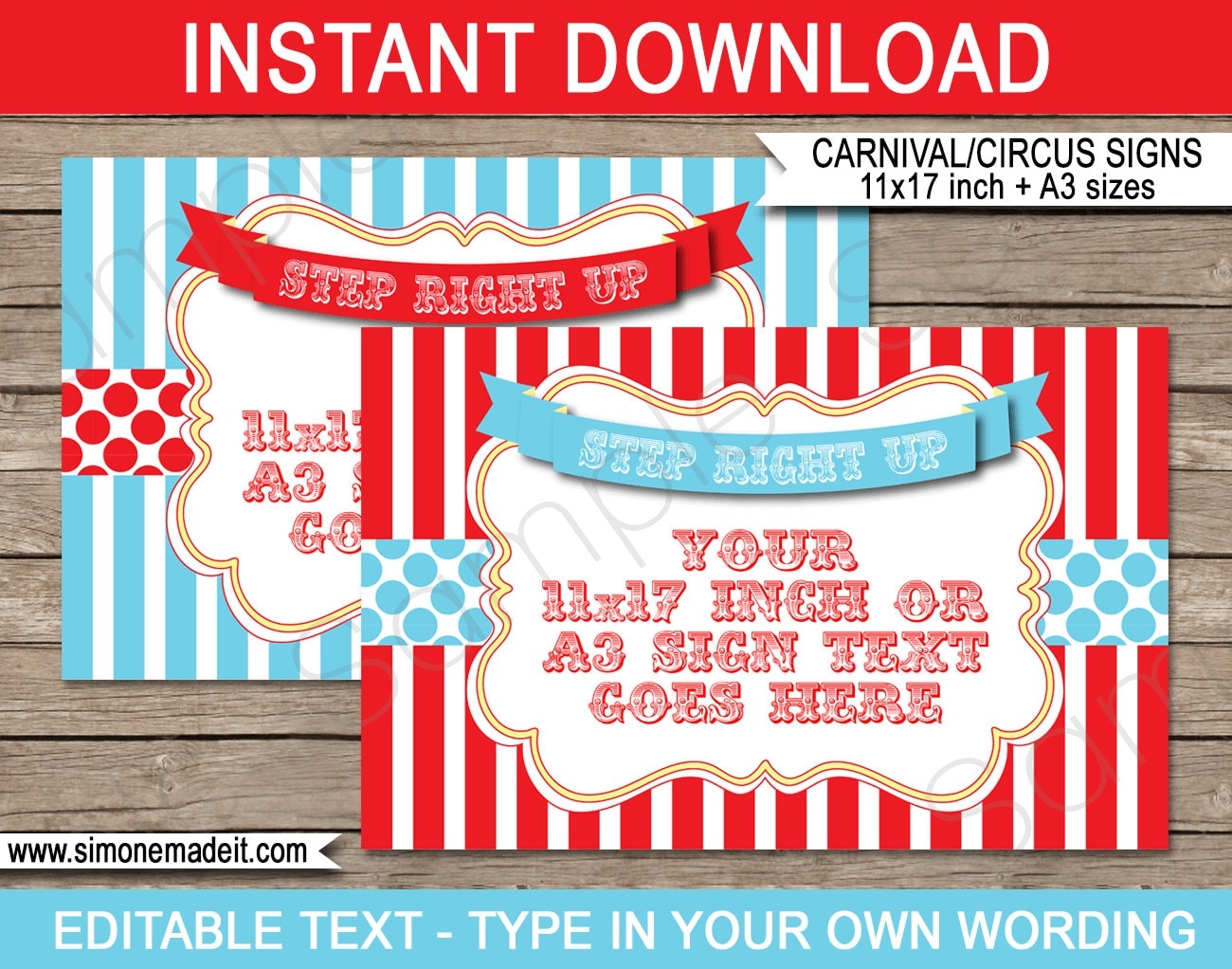 Circus Game Signs Template Printable Carnival Circus Theme Birthday Party INSTANT DOWNLOAD With EDITABLE Text 11x17 Inches A3 Sizes Etsy - Free Printable Carnival Signs