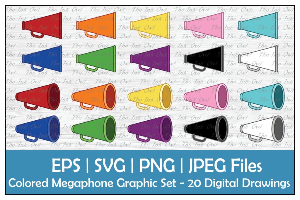 Free Printable Megaphone Template - Colorful Megaphone Vector Clipart Set 1024x683