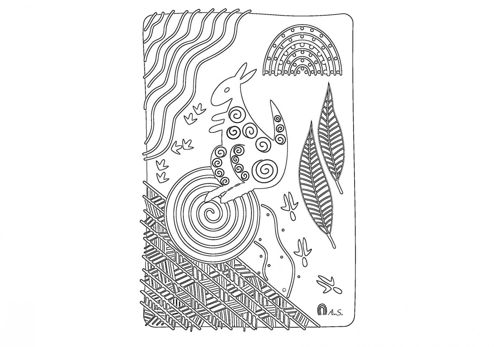 Colouring Sheets Yarn Strong Sista VACCA - Free Printable Aboriginal Colouring Pages