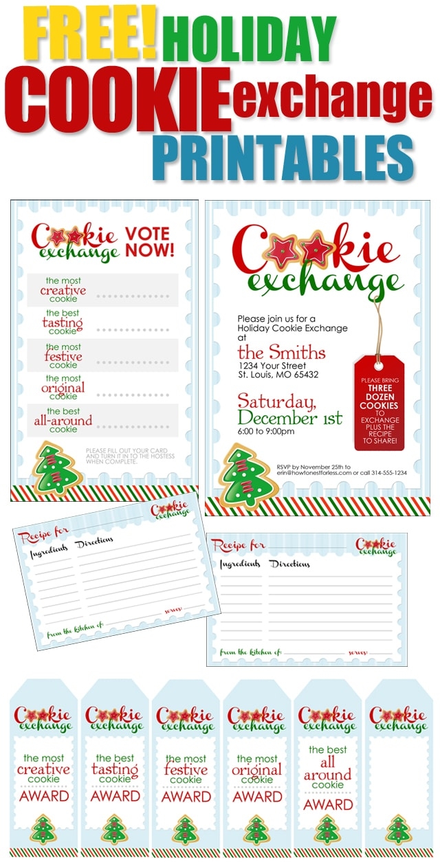 Cookie Exchange Party free Printables How To Nest For Less  - Free Christmas Cookie Exchange Printable Invitation
