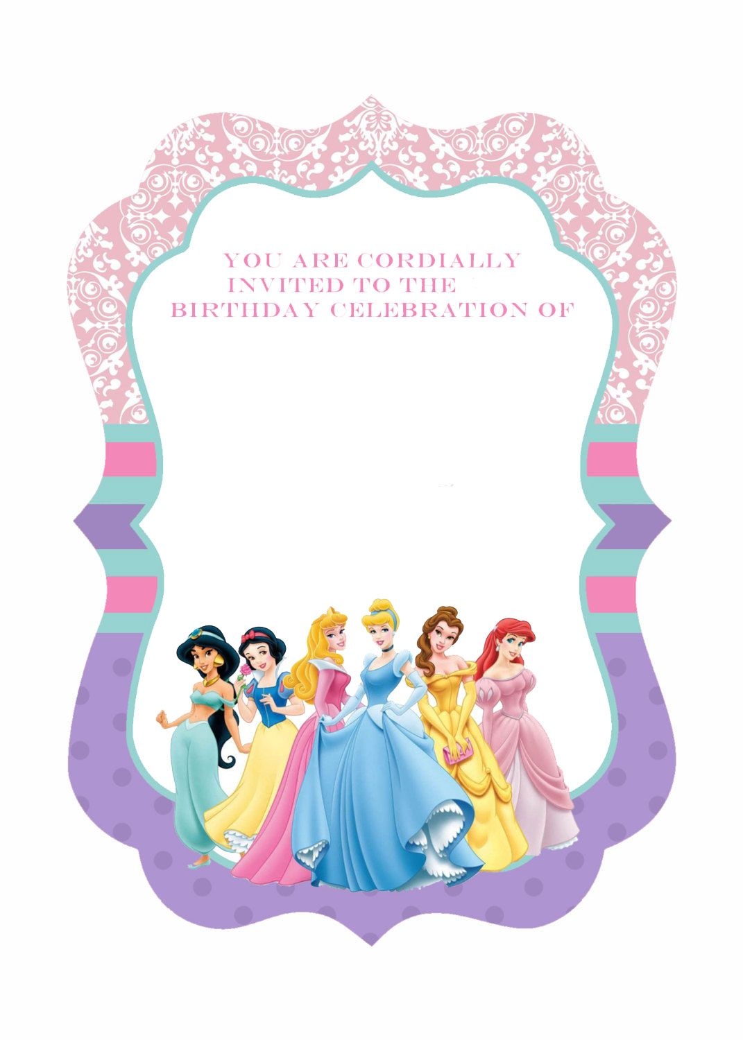 Cool FREE Template Free Printable Ornate Disney Princesses Invitation Princess Birthday Invitations Princess Invitations Disney Princess Invitations - Disney Princess Birthday Invitations Free Printable