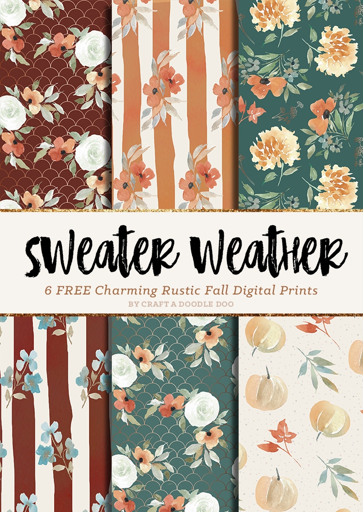 Craft A Doodle Doo FREE FALL DIGITAL PRINTABLE PAPER PACK SWEATER WEATHER AUTUMN THEMED PATTERNS FOR INSTANT DOWNLOAD - Free Printable Autumn Paper