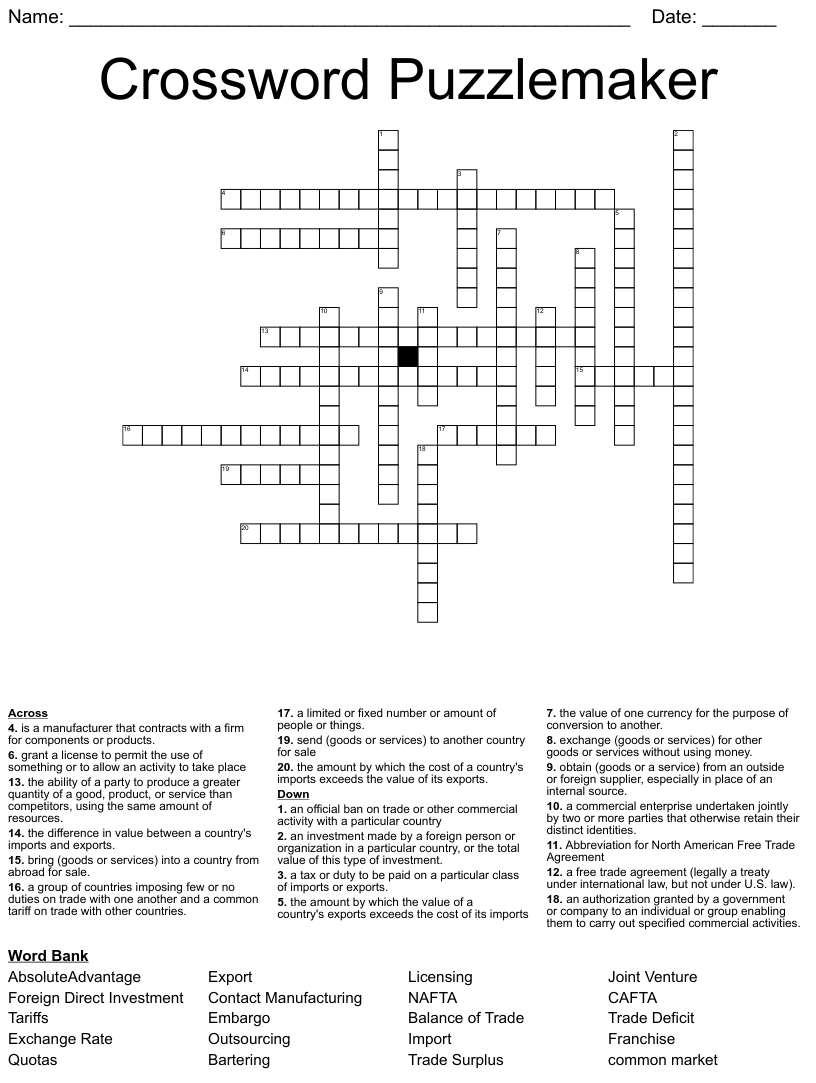Crossword Puzzlemaker WordMint - Free Crossword Puzzle Maker Printable