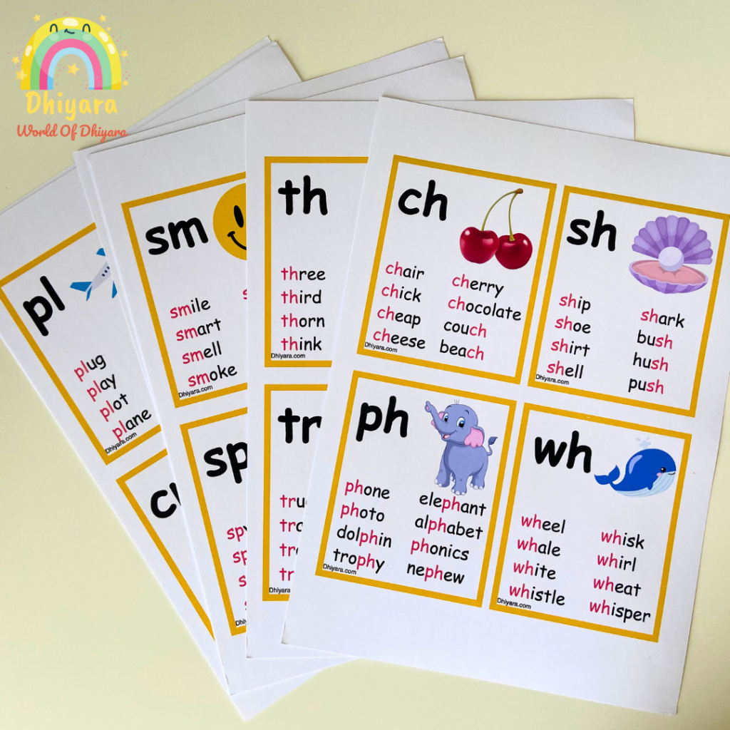 Digraphs And Blends Flashcards FREE DOWNLOAD World Of Dhiyara - Free Printable Blending Cards