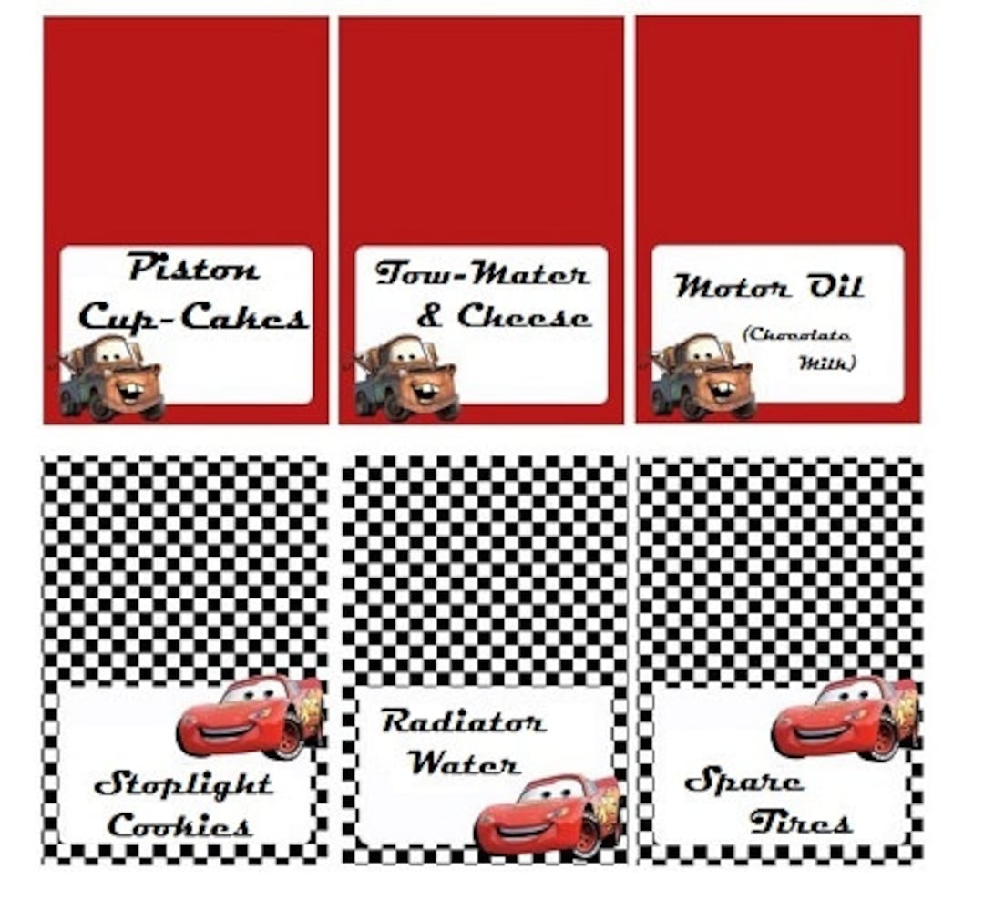Disney Cars Food Labels Personalized Etsy - Free Printable Cars Food Labels