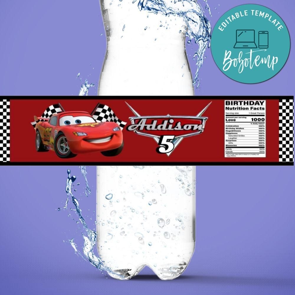 Disney Cars Water Bottle Label Template DIY Bobotemp - Free Printable Cars Water Bottle Labels