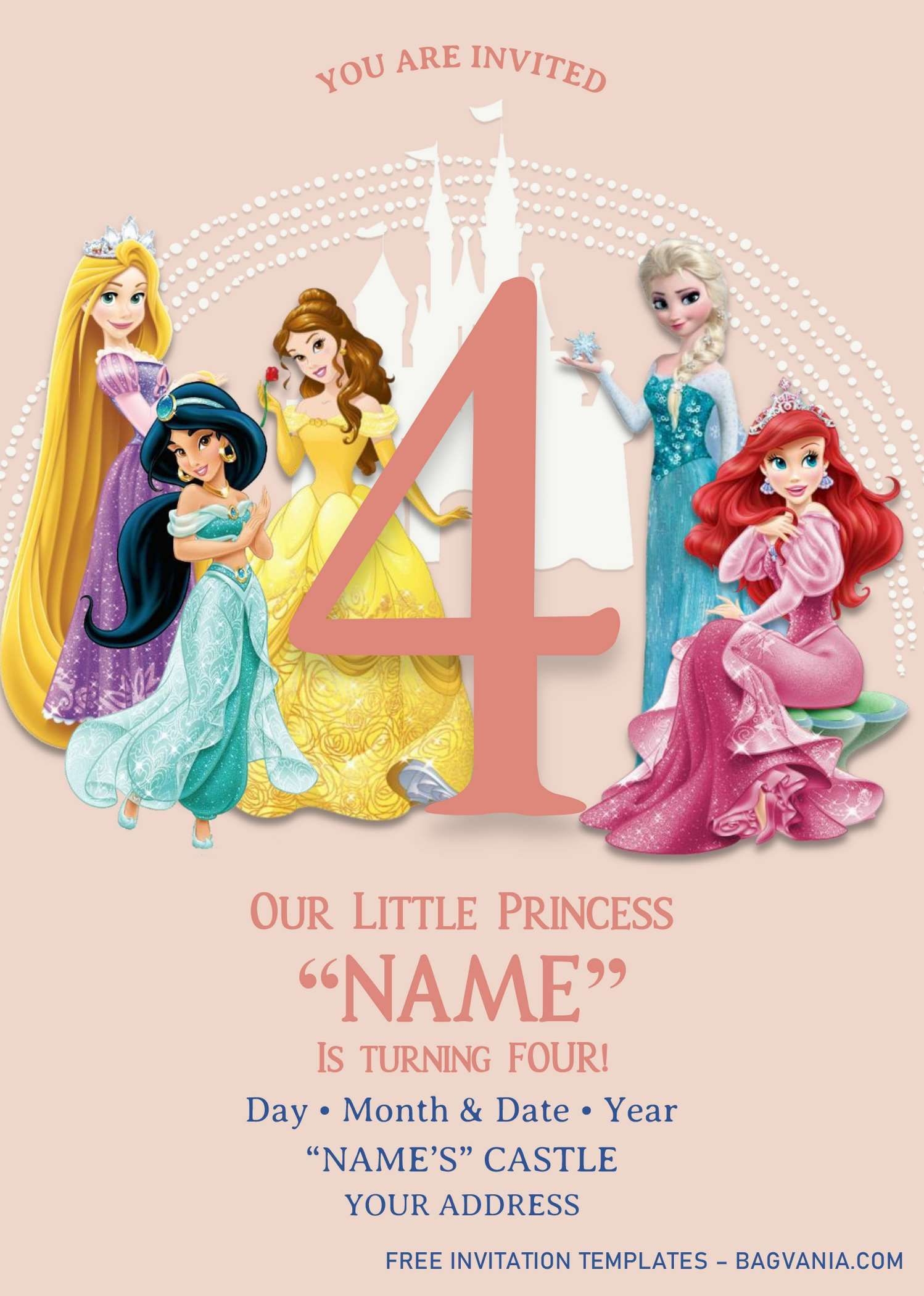 Disney Princess Birthday Invitation Templates Editable With Princess Birthday Invitations Princess Birthday Party Invitations Disney Princess Birthday Party - Disney Princess Birthday Invitations Free Printable