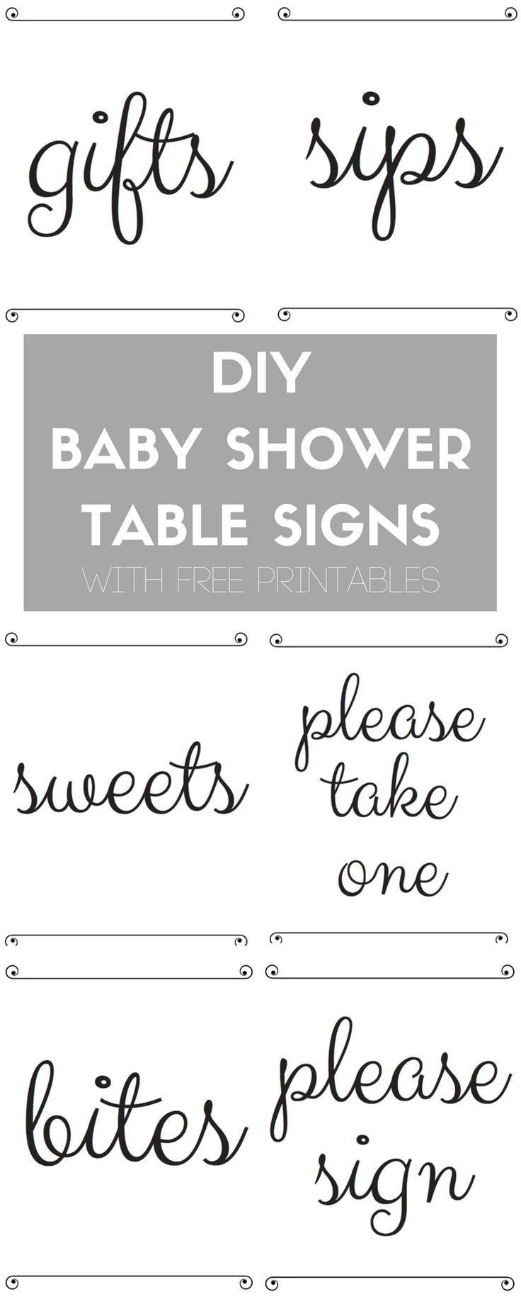 DIY Baby Shower Table Signs With Free Printables Katie Crenshaw Baby Shower Diy Diy Baby Stuff Baby Shower Table - Free Printable Baby Shower Table Signs