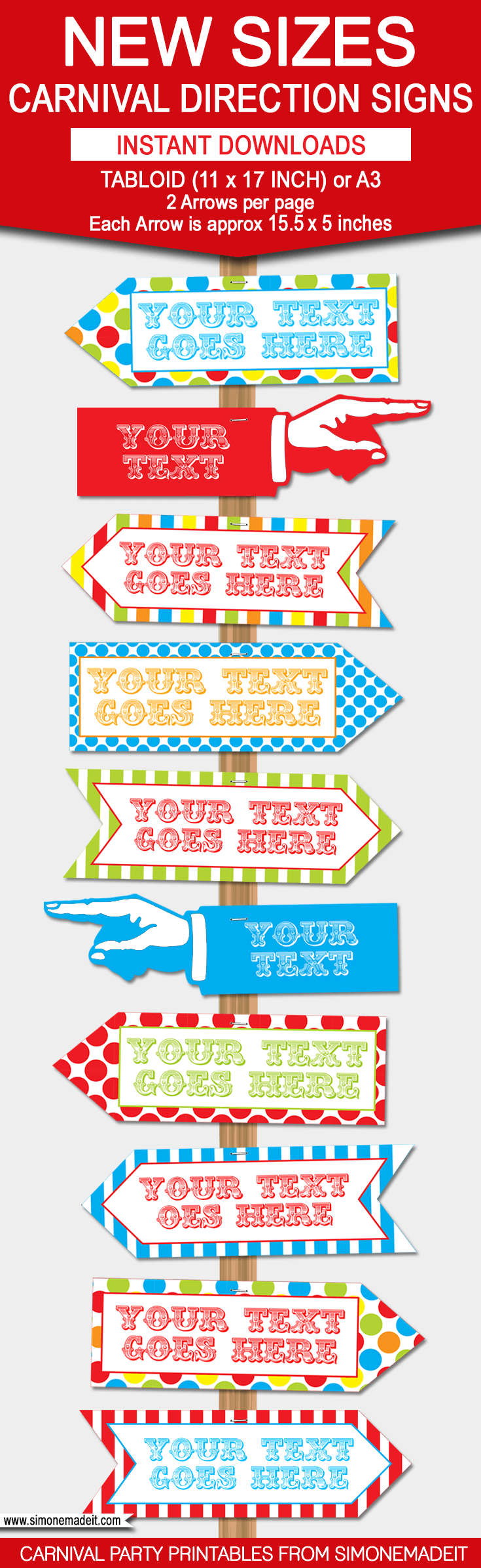 DIY Carnival Directional Sign Carnival Party Circus Party - Free Printable Carnival Signs