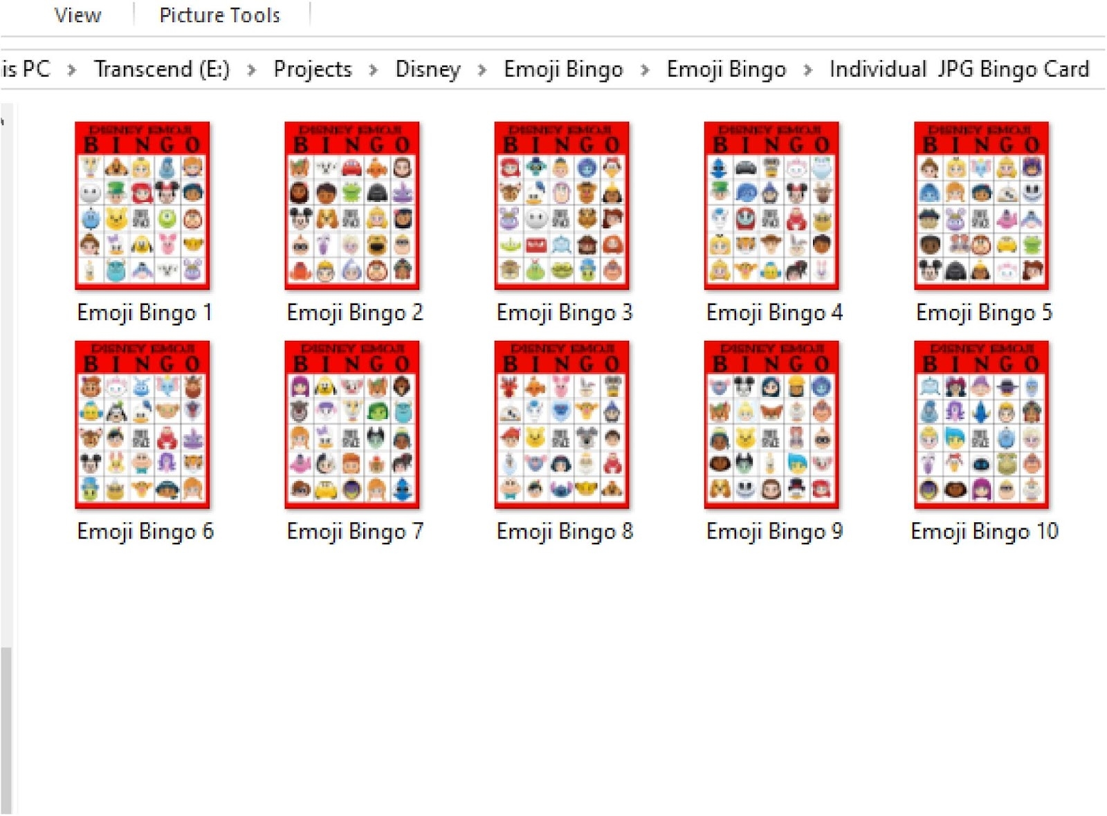 DIY Party Mom Disney Emoji Bingo Game Printable - Free Emoji Bingo Printable