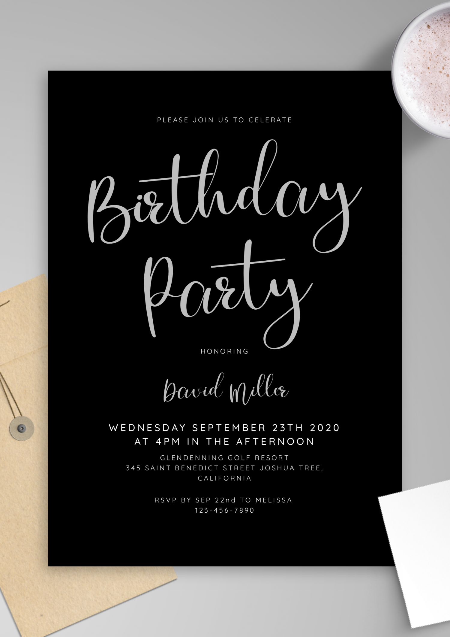 Download Printable Black And White Men s Birthday Invitation PDF - Free Printable Birthday Invitations For Him