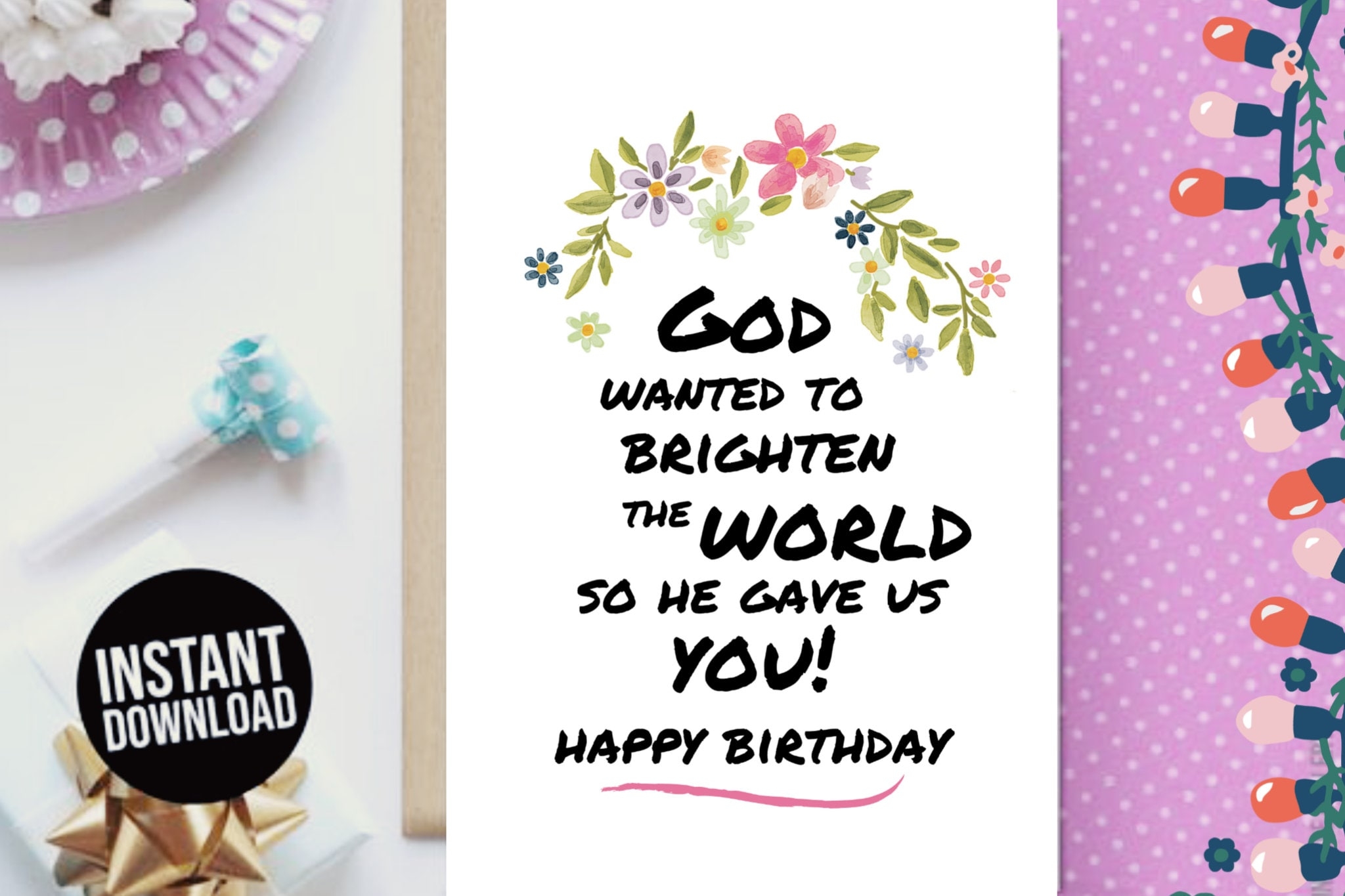 Downloadable Birthday Card God s Love Christian Greeting Card Printable Digital Card Instant Download Birthday Print At Home Brighter World Etsy - Free Printable Christian Birthday Greeting Cards