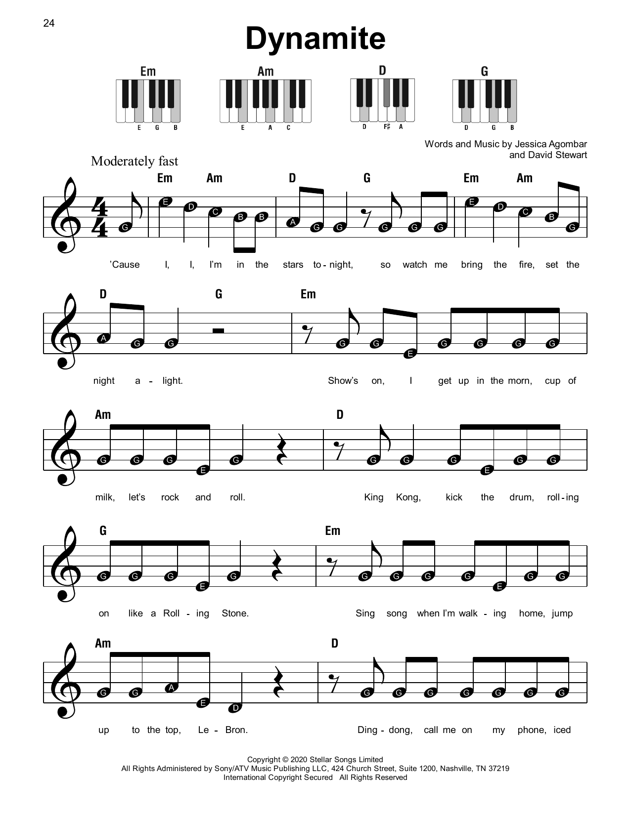 Dynamite Sheet Music BTS Super Easy Piano - Dynamite Piano Sheet Music Free Printable