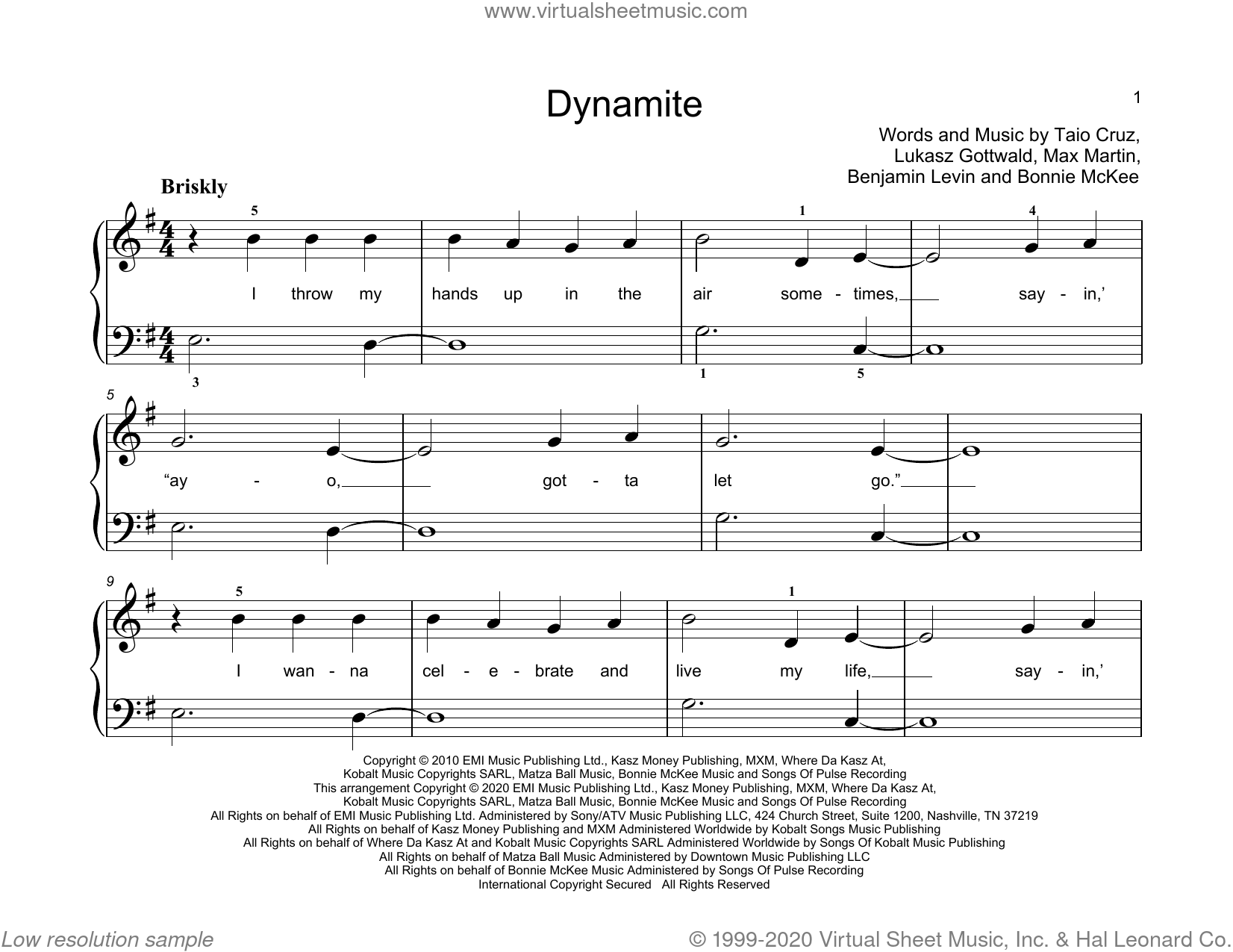 Dynamite Sheet Music For Piano Solo elementary PDF - Dynamite Piano Sheet Music Free Printable