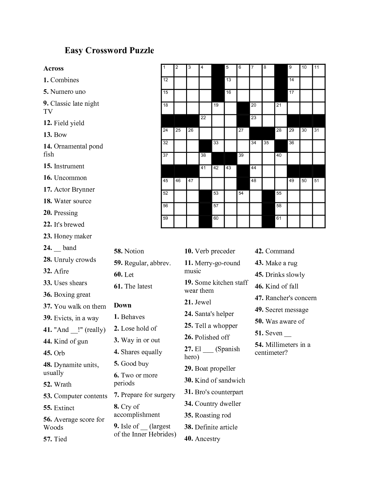 Easy Crossword Puzzles For Seniors Activity Shelter Crossword Puzzles Printable Crossword Puzzles Crossword - Free Online Printable Easy Crossword Puzzles