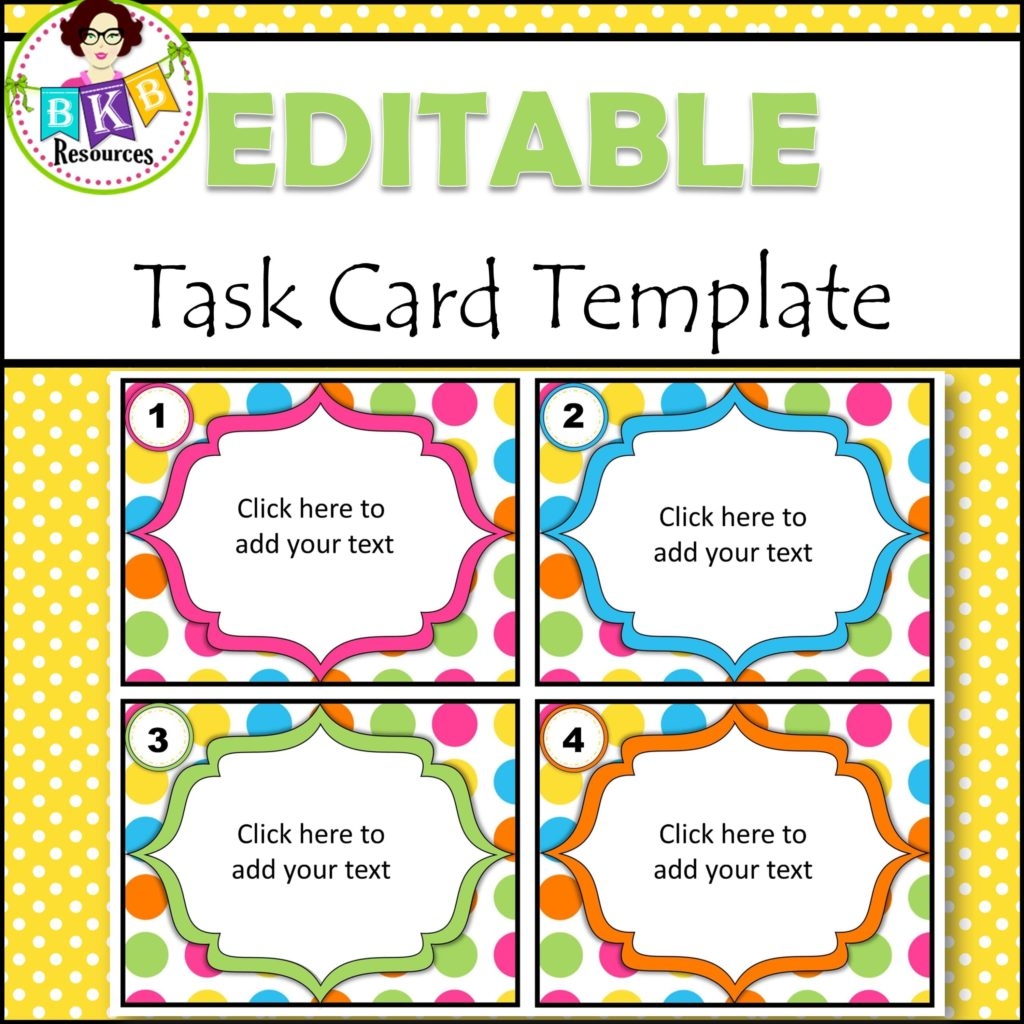 Editable Task Card Templates BKB Resources - Free Printable Blank Task Cards