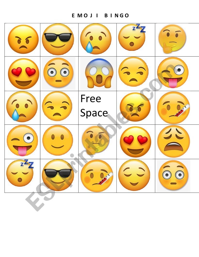 Emoji Bingo Card ESL Worksheet By Mawusidzo - Free Emoji Bingo Printable