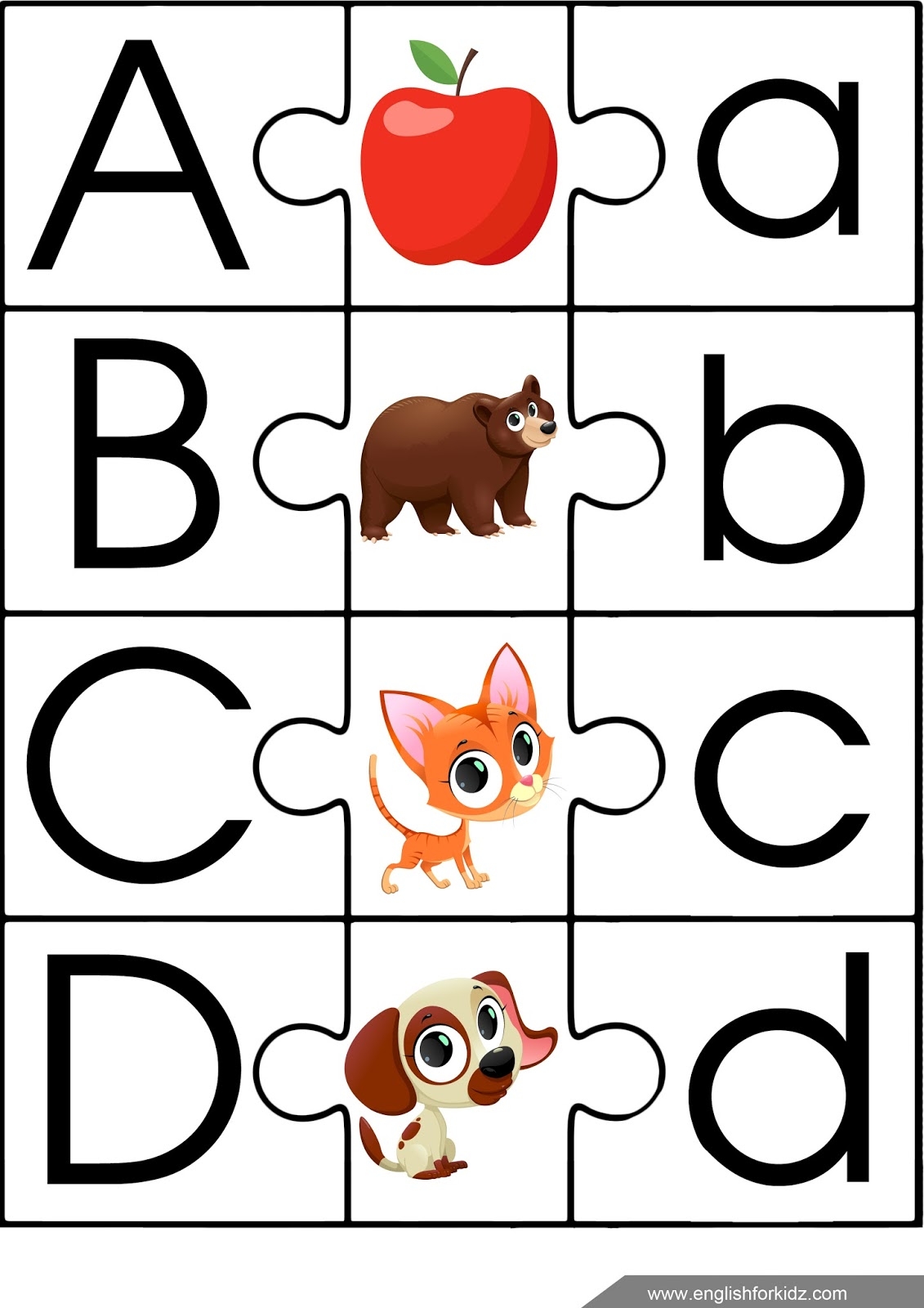English For Kids Step By Step ESL Game Alphabet Puzzle - Free Printable Alphabet Puzzles