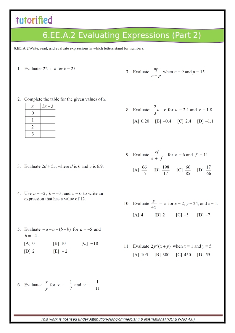 Explore Engaging 6th Grade Algebra Worksheets For Skillful Learning - Free Printable Algebra Worksheets Grade 6