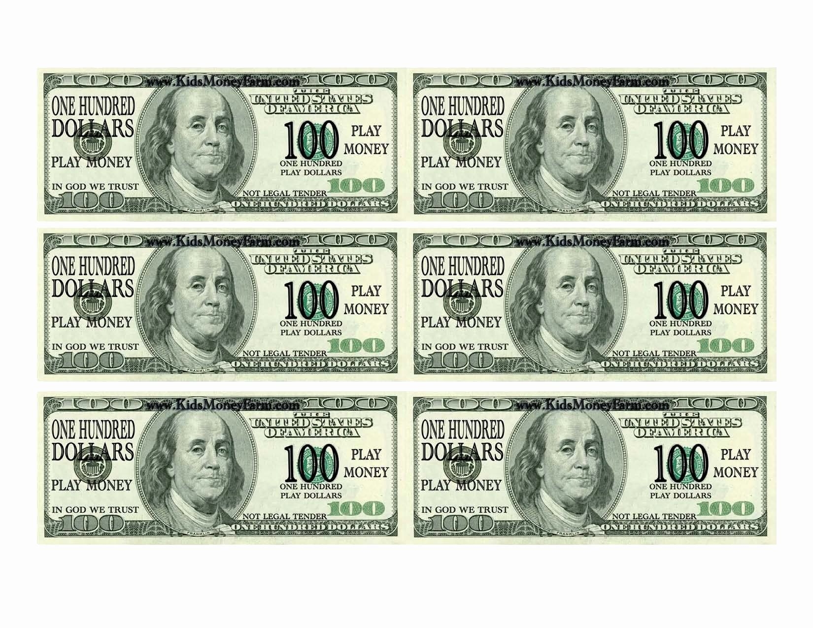 Fake Money Template Best Of One Hundred Dollar Bill Printable Printable Fake Money 100 Fake Money Printable Money Template Money Printables - Free Printable 100 Dollar Bill