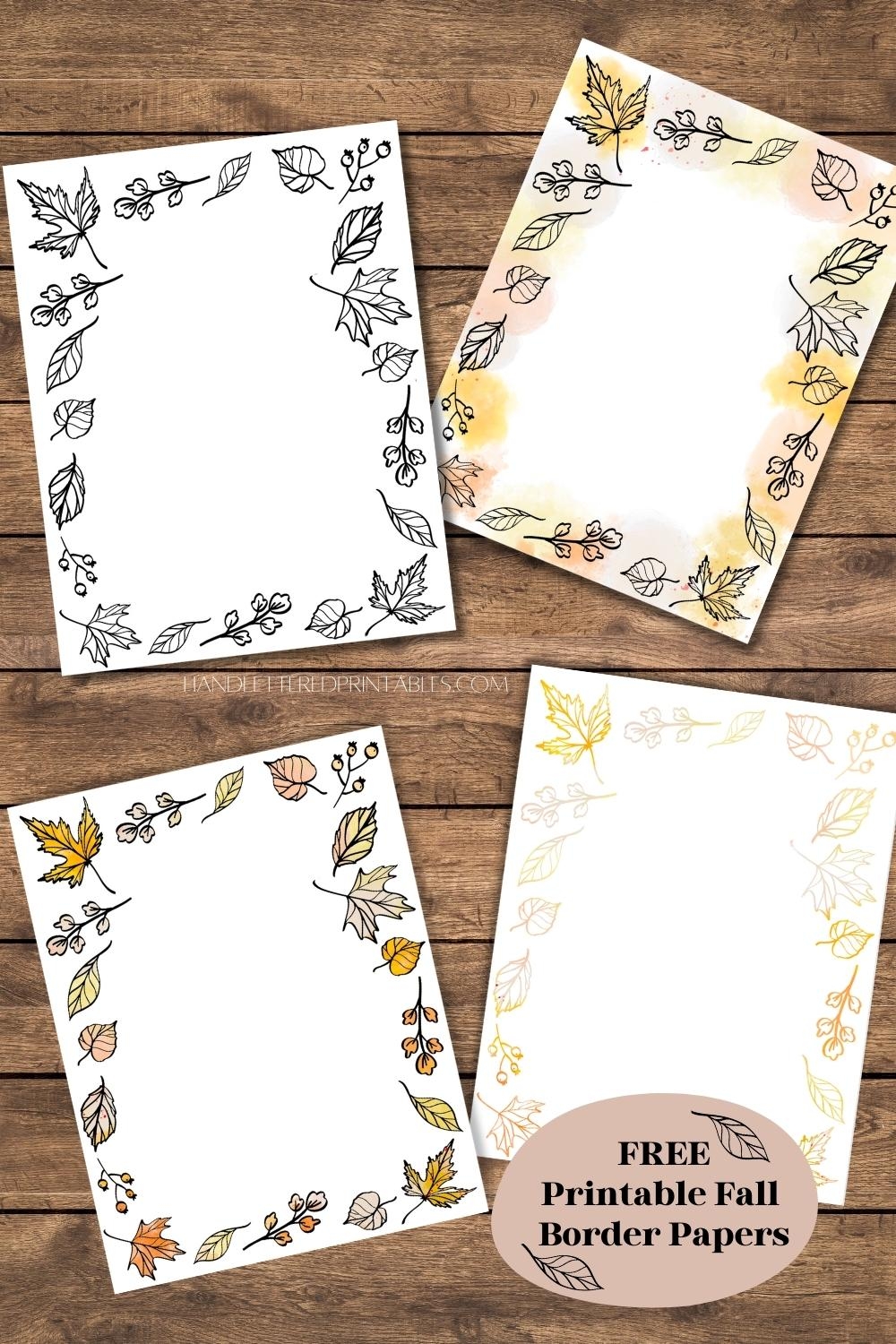 Fall Borders Free Printable Paper With Autumn Leaves Hand Lettered Printables - Free Printable Autumn Paper