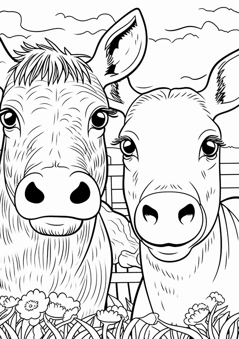 Farm Animals Hay Bales And Animal Coloring Pages Kid Friendly Printable Art coloring Hero - Free Printable Arty Animal Outlines
