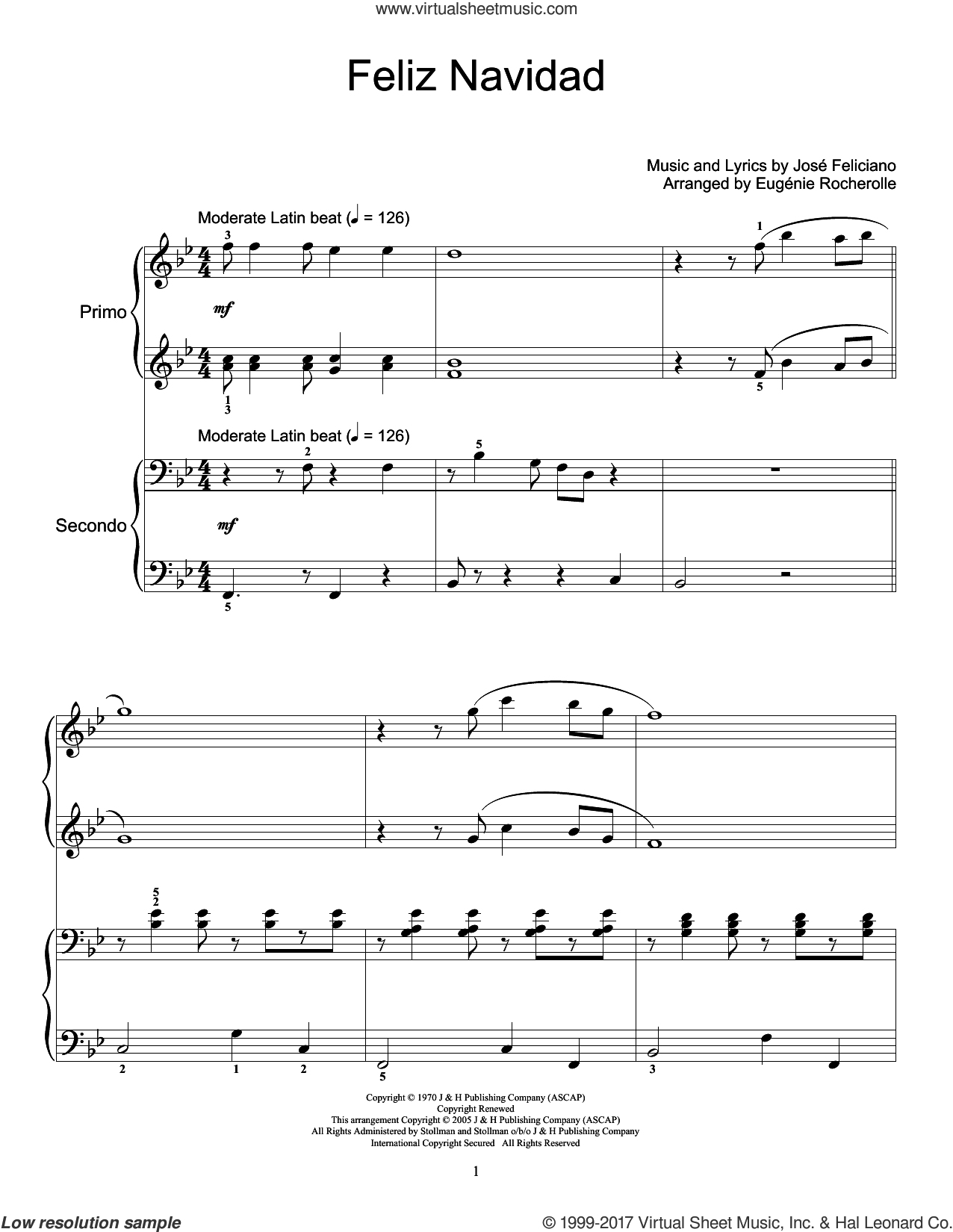Feliz Navidad Sheet Music For Piano Four Hands PDF Sheet Music Piano Sheet Music Free Piano Sheet Music - Free Christmas Piano Sheet Music For Beginners Printable