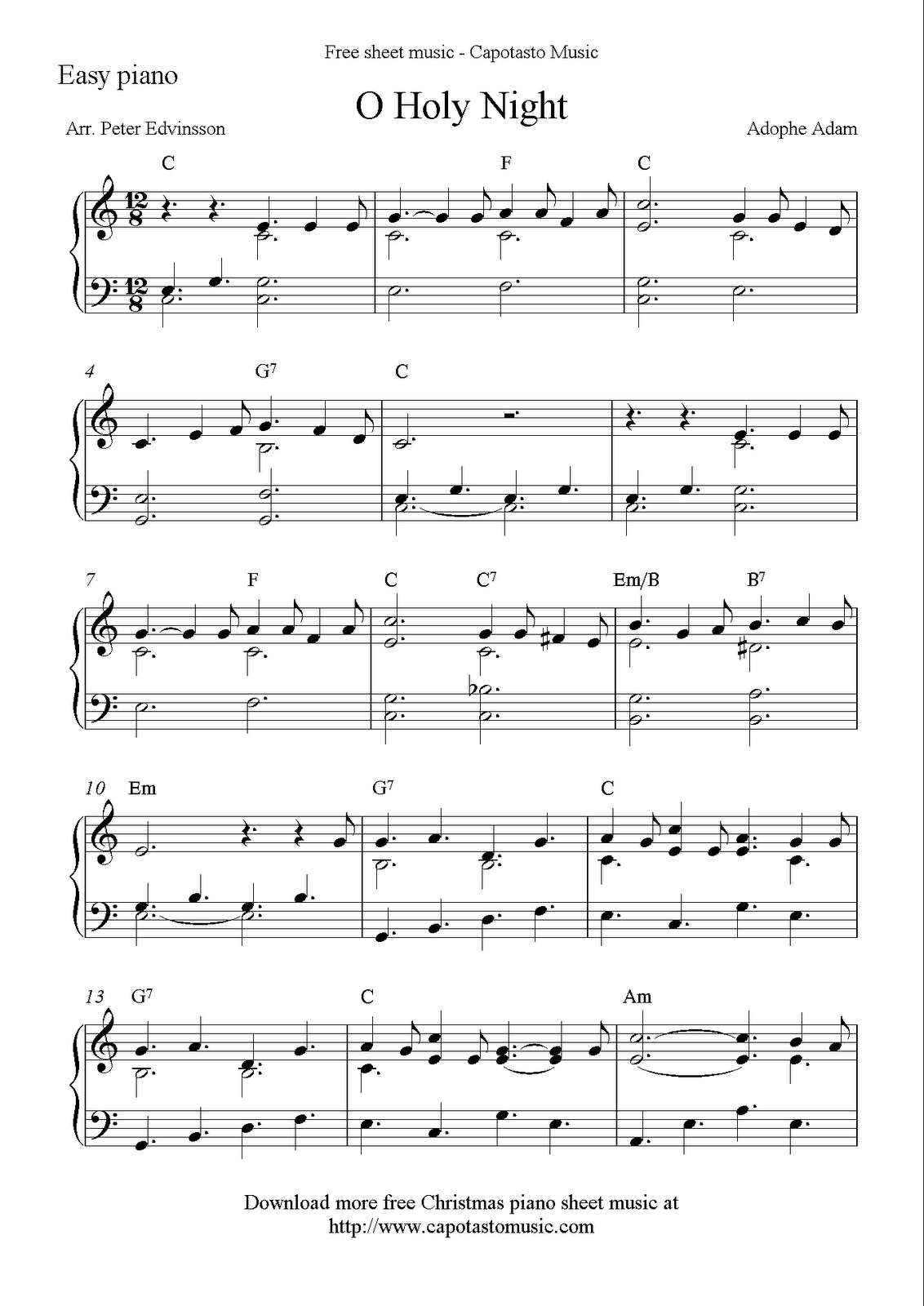 Festive Piano Sheet Music Play O Holy Night With These Free And Easy Christmas Scores - Free Christmas Piano Sheet Music For Beginners Printable