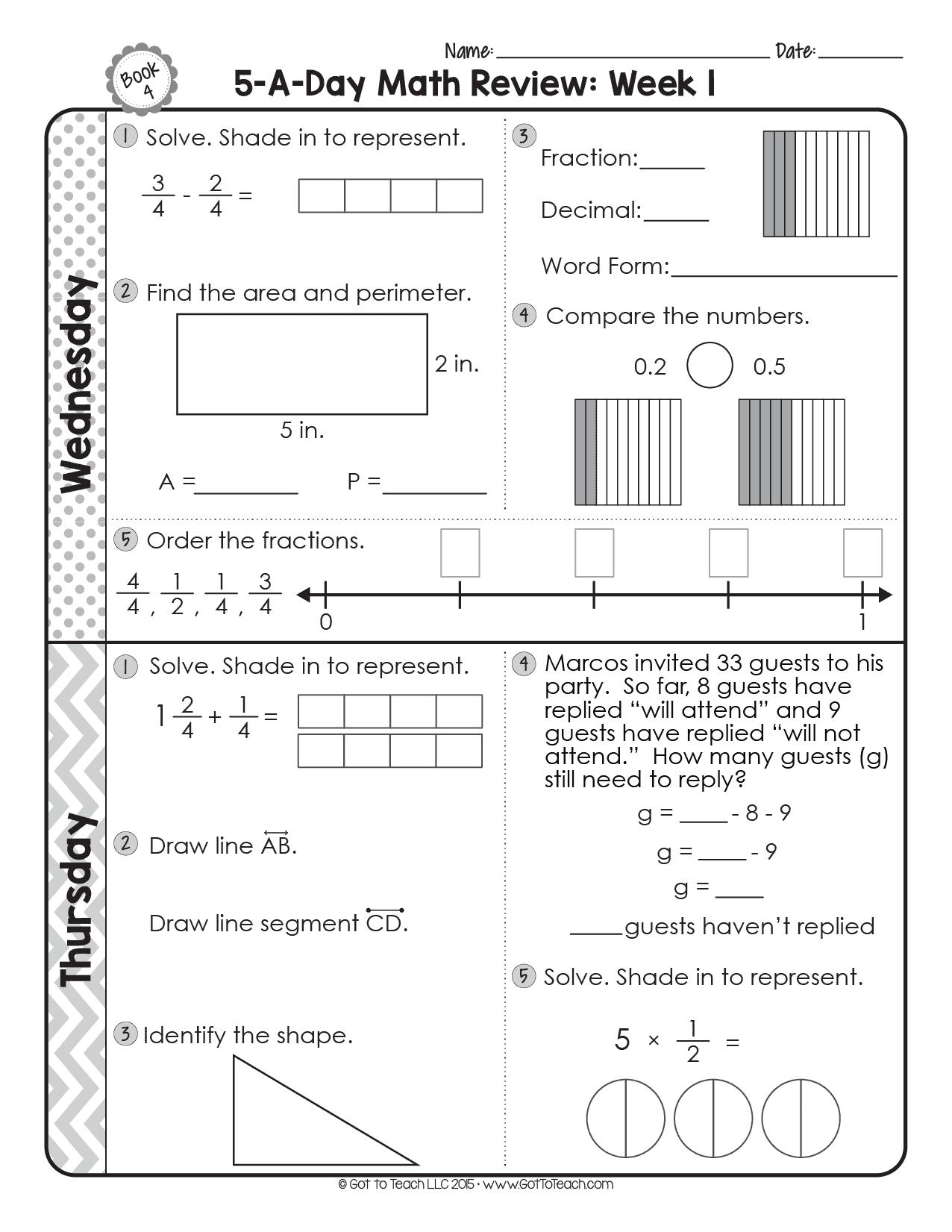 FREE 4th Grade Daily Math Spiral Review Teacher Thrive - Free Printable 4th Grade Morning Work