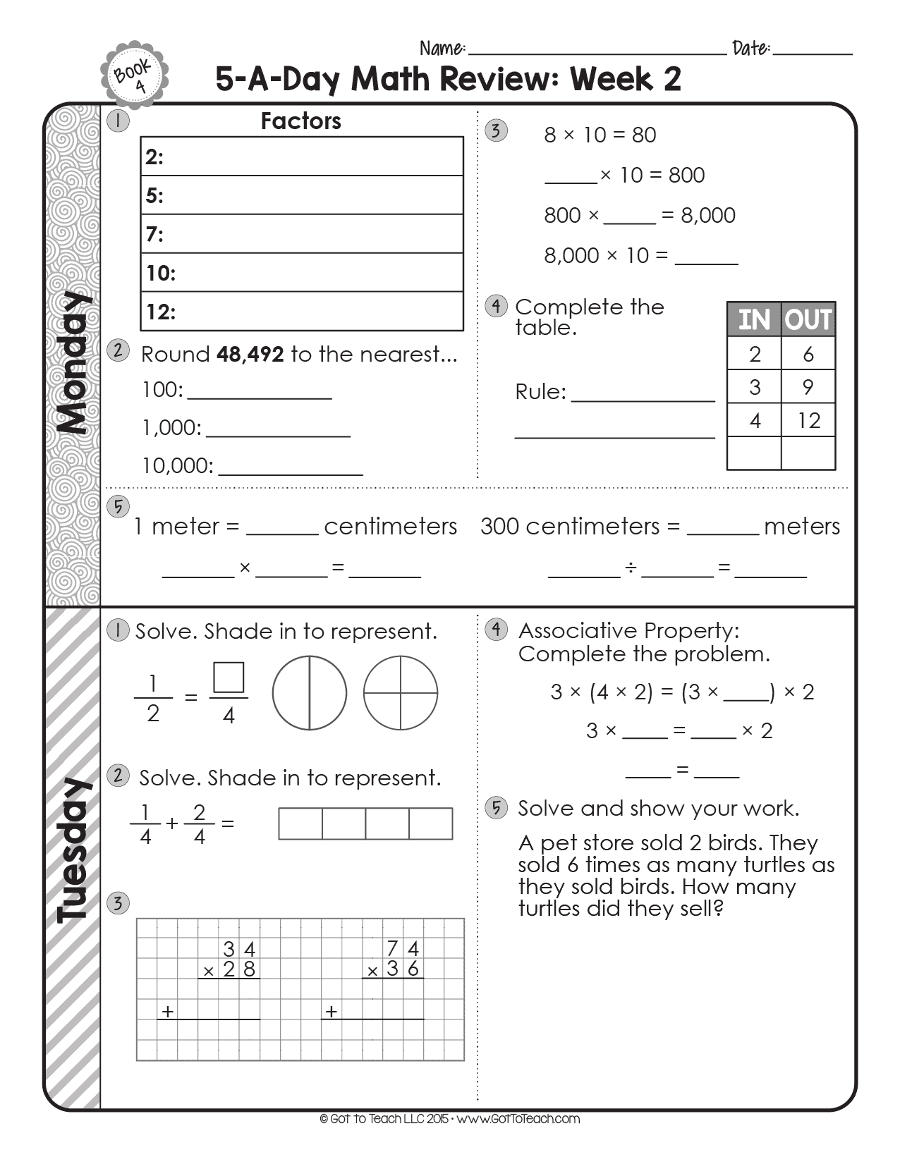 FREE 4th Grade Daily Math Spiral Review Teacher Thrive - Free Printable 4th Grade Morning Work