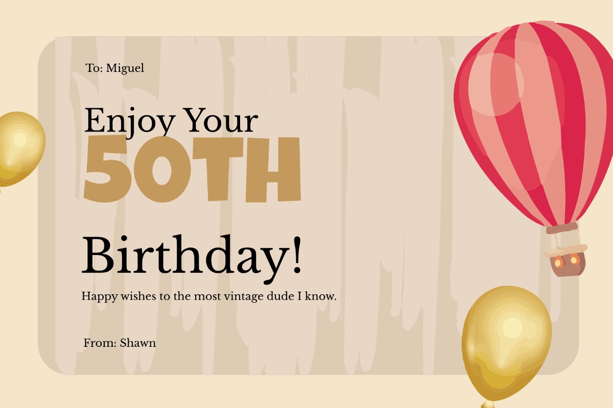 FREE 50th Birthday Card Templates Examples Edit Online Download Template - Free Printable 50Th Birthday Cards Funny