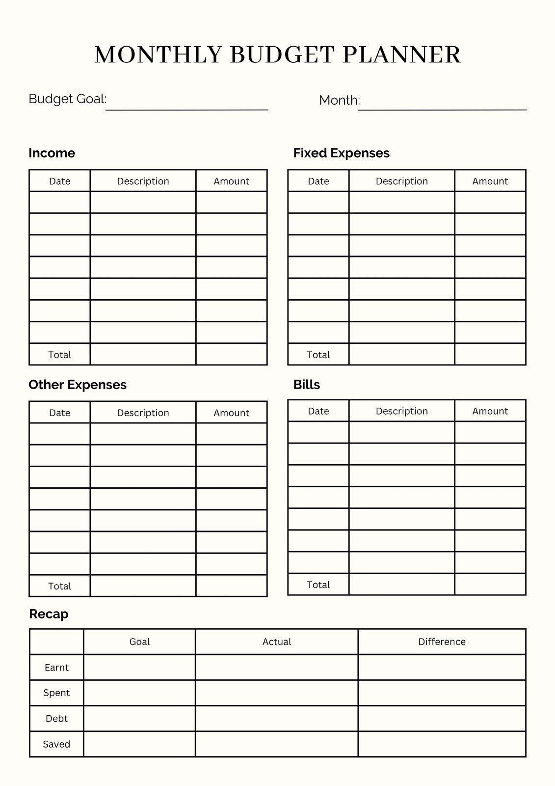 Free And Customizable Budget Templates - Free Printable Budget Forms