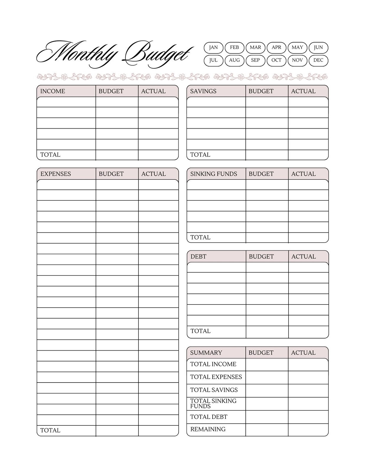 Free And Customizable Budget Templates - Free Printable Budget Sheets