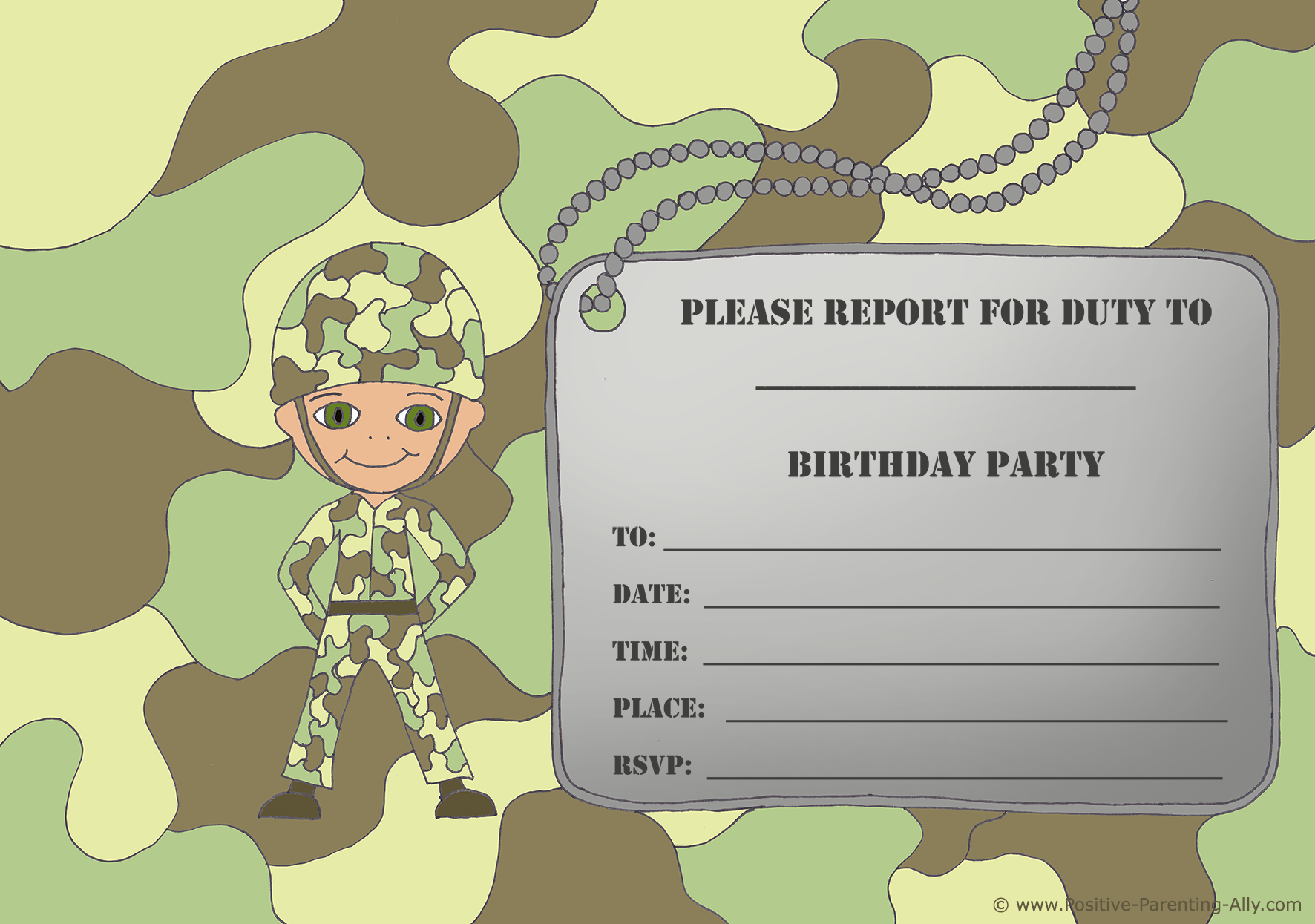 Free Birthday Invitations To Print For Kids Choose Your Theme - Free Printable Camo Baby Shower Invitations