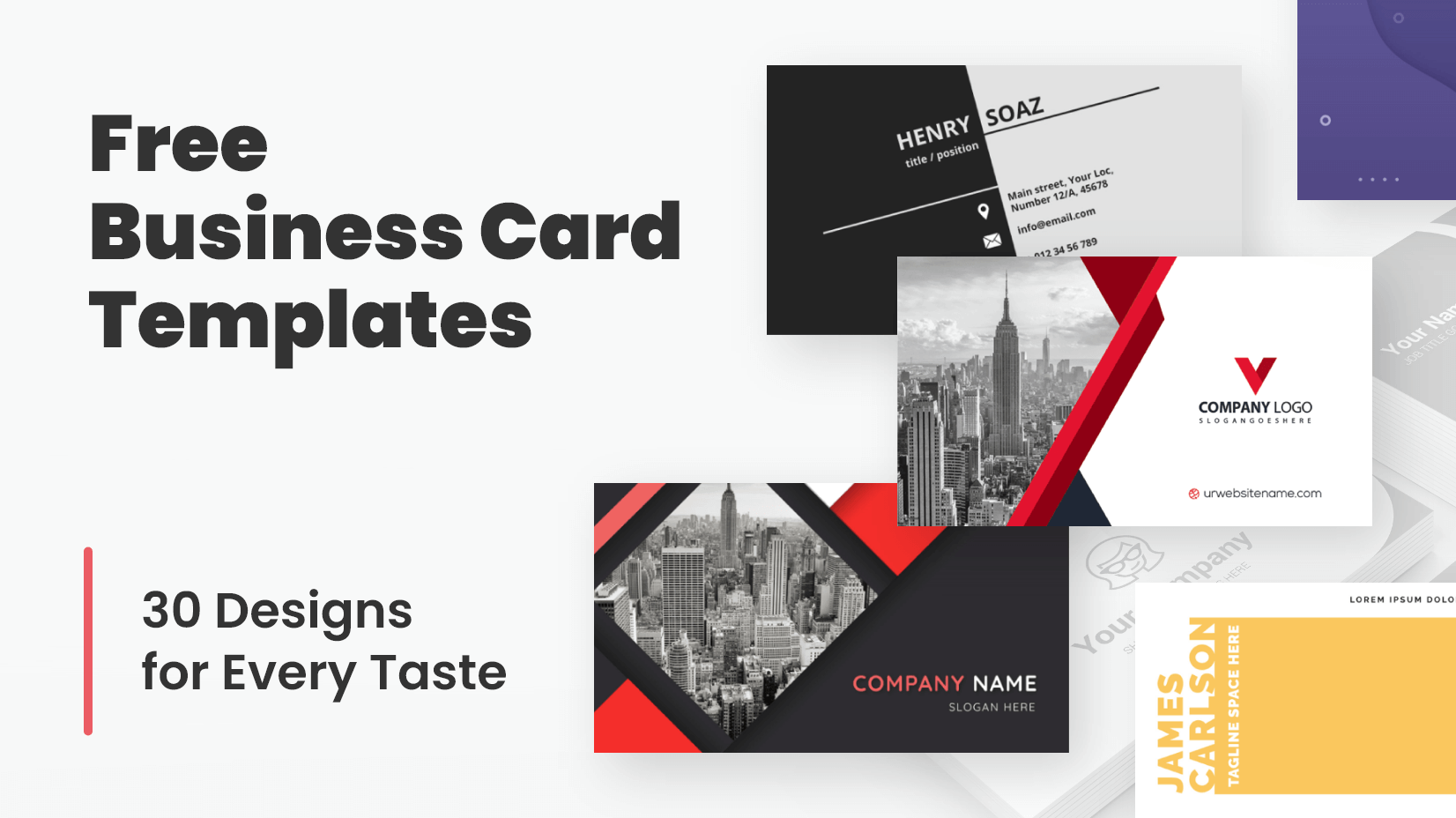 Free Business Card Templates 30 Designs For Every Taste GraphicMam - Free Printable Business Card Templates Pdf
