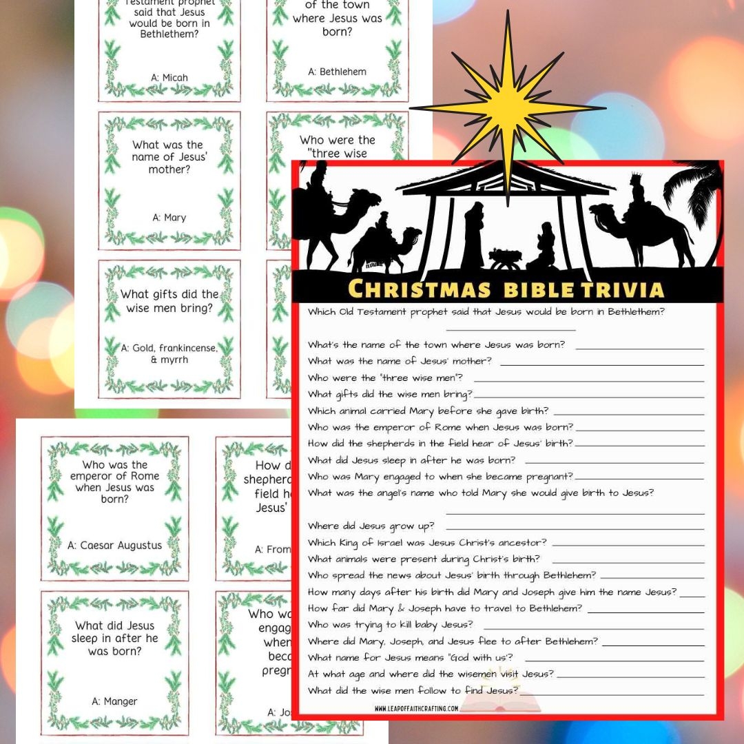 FREE Christmas Bible Trivia Printables 2 Versions Leap Of Faith Crafting - Free Printable Bible Trivia Questions and Answers