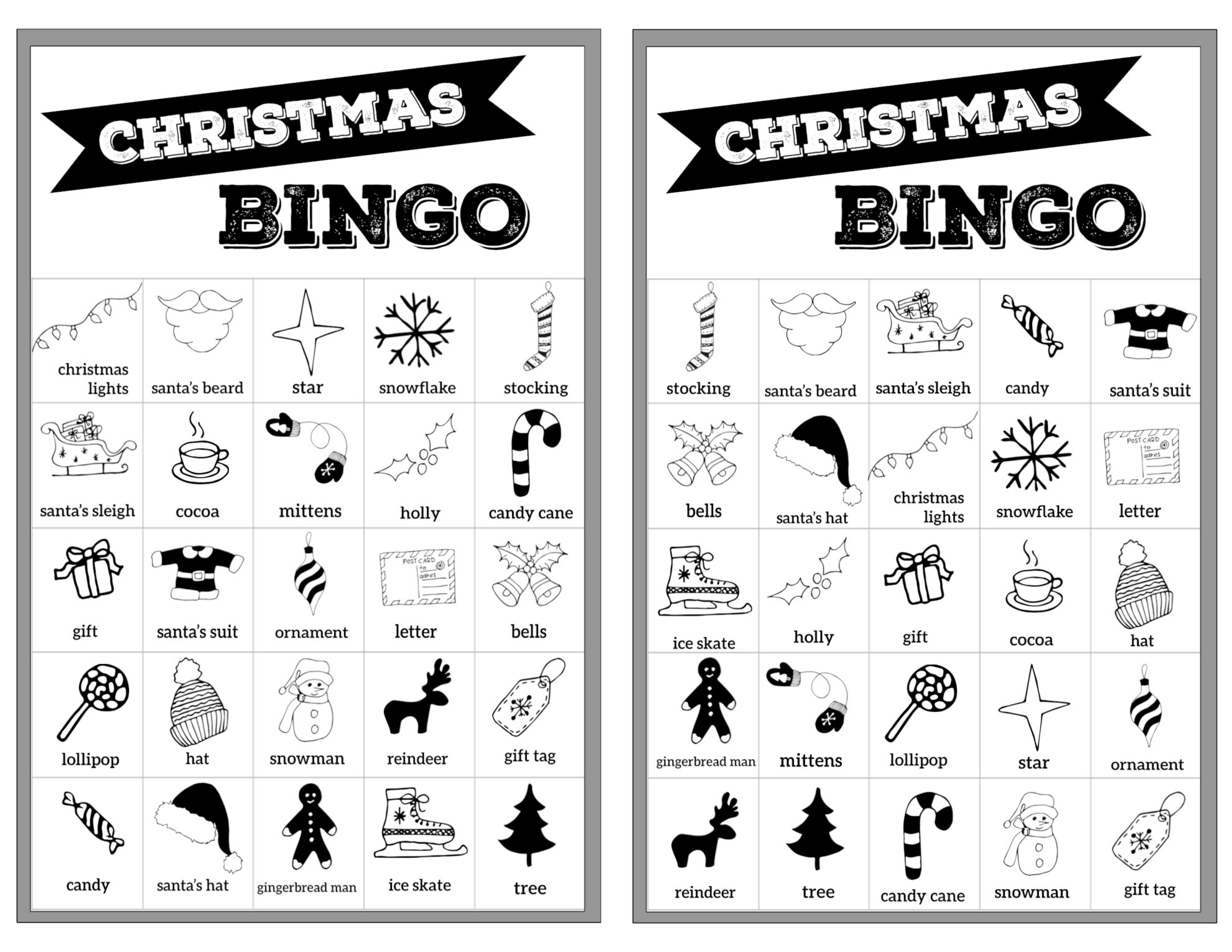 Free Christmas Bingo Printable Cards Paper Trail Design - Free Christmas Bingo Game Printable