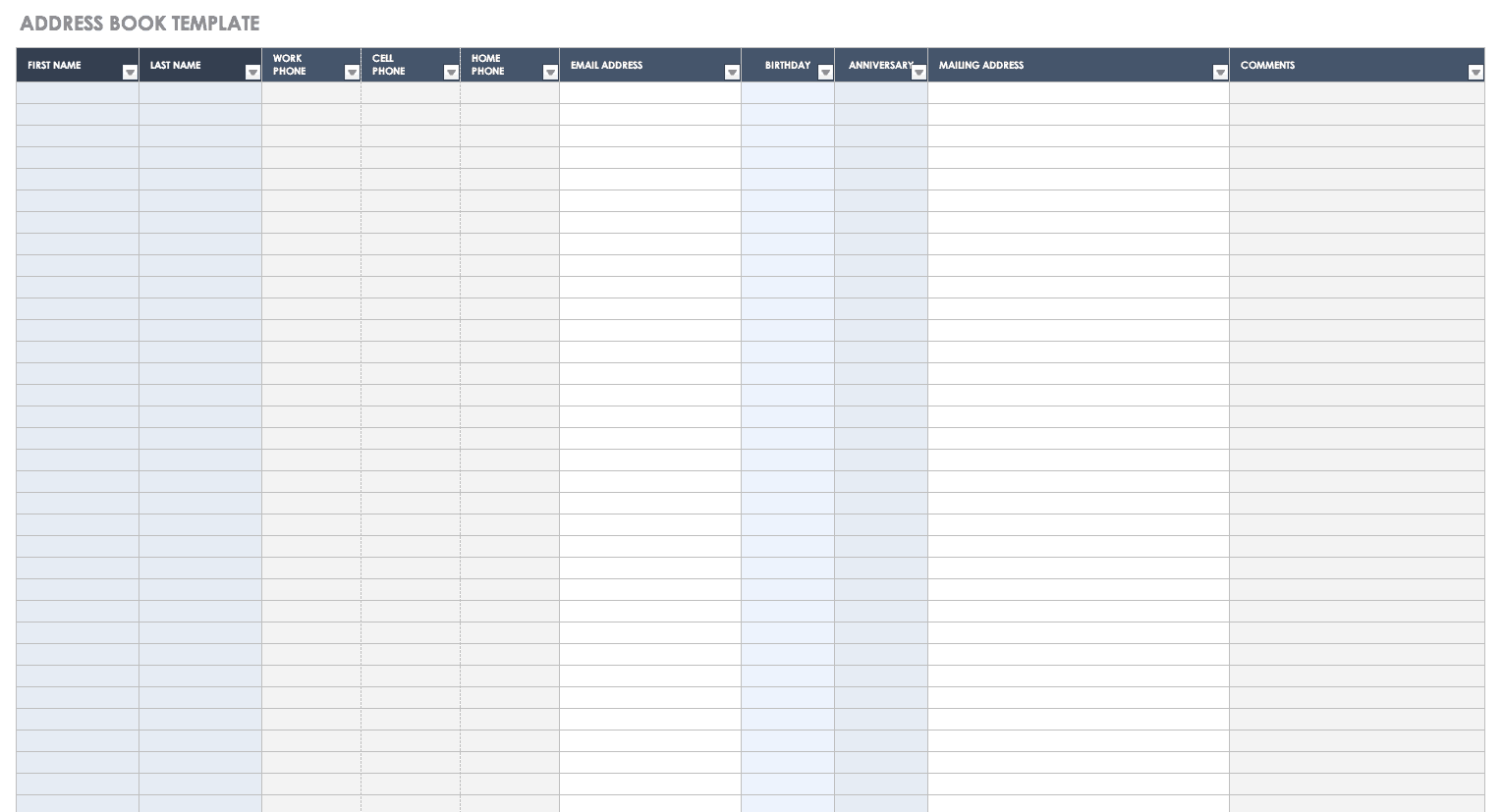 Free Contact List Templates Smartsheet - Free Printable Address Book Software
