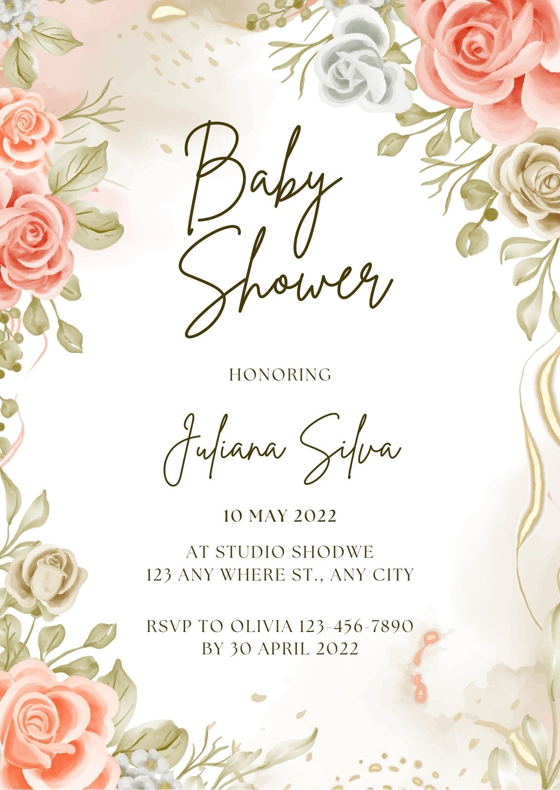 Free Custom Printable Baby Shower Invitation Templates Canva - Free Printable Blank Baby Shower Invitations