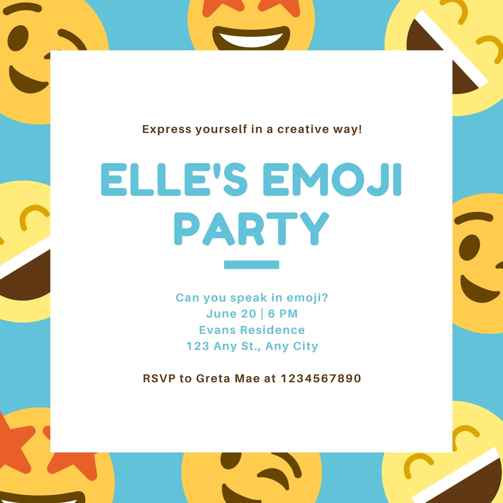 Free Custom Printable Emoji Party Invitation Templates Canva - Emoji Invitations Printable Free
