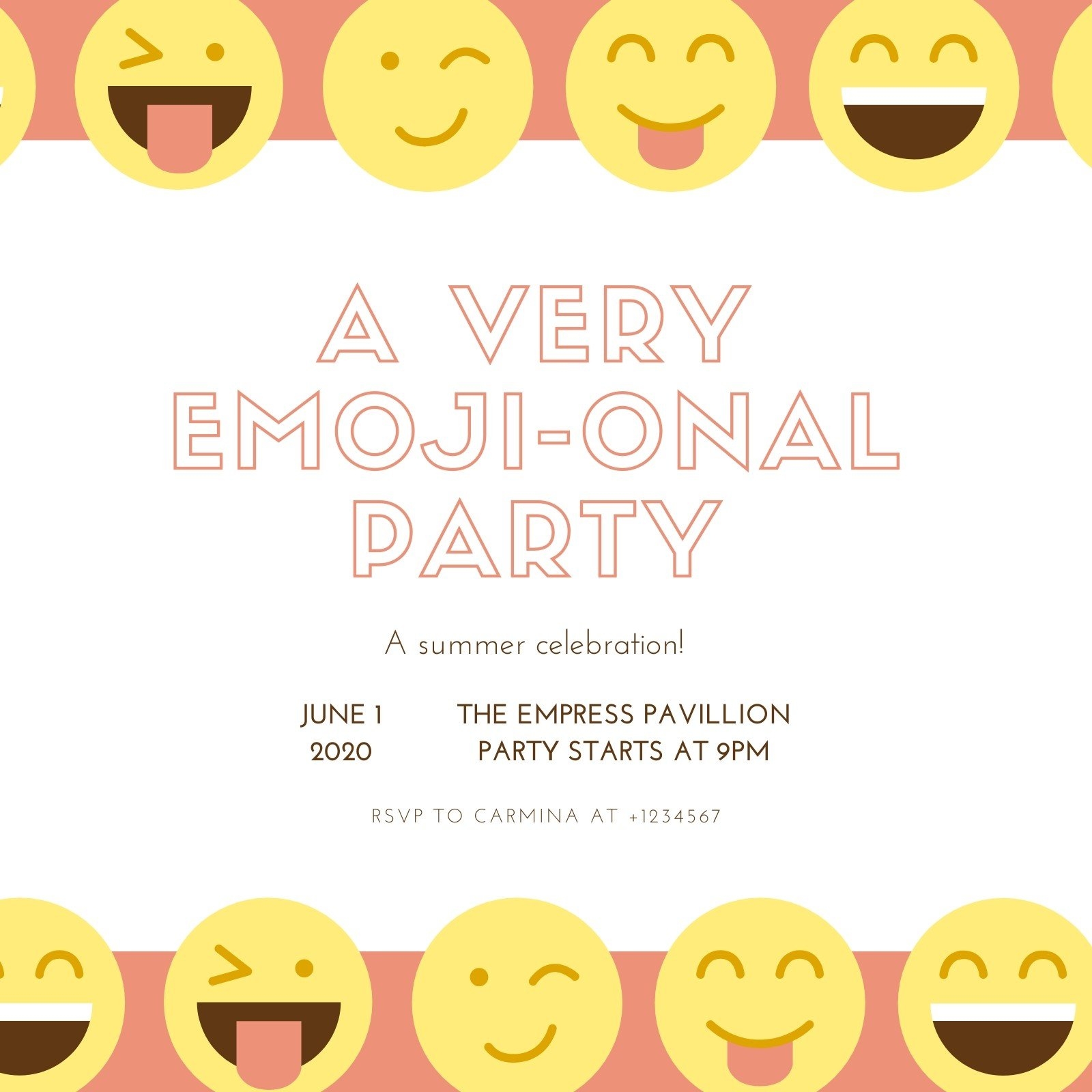 Free Custom Printable Emoji Party Invitation Templates Canva - Emoji Invitations Printable Free
