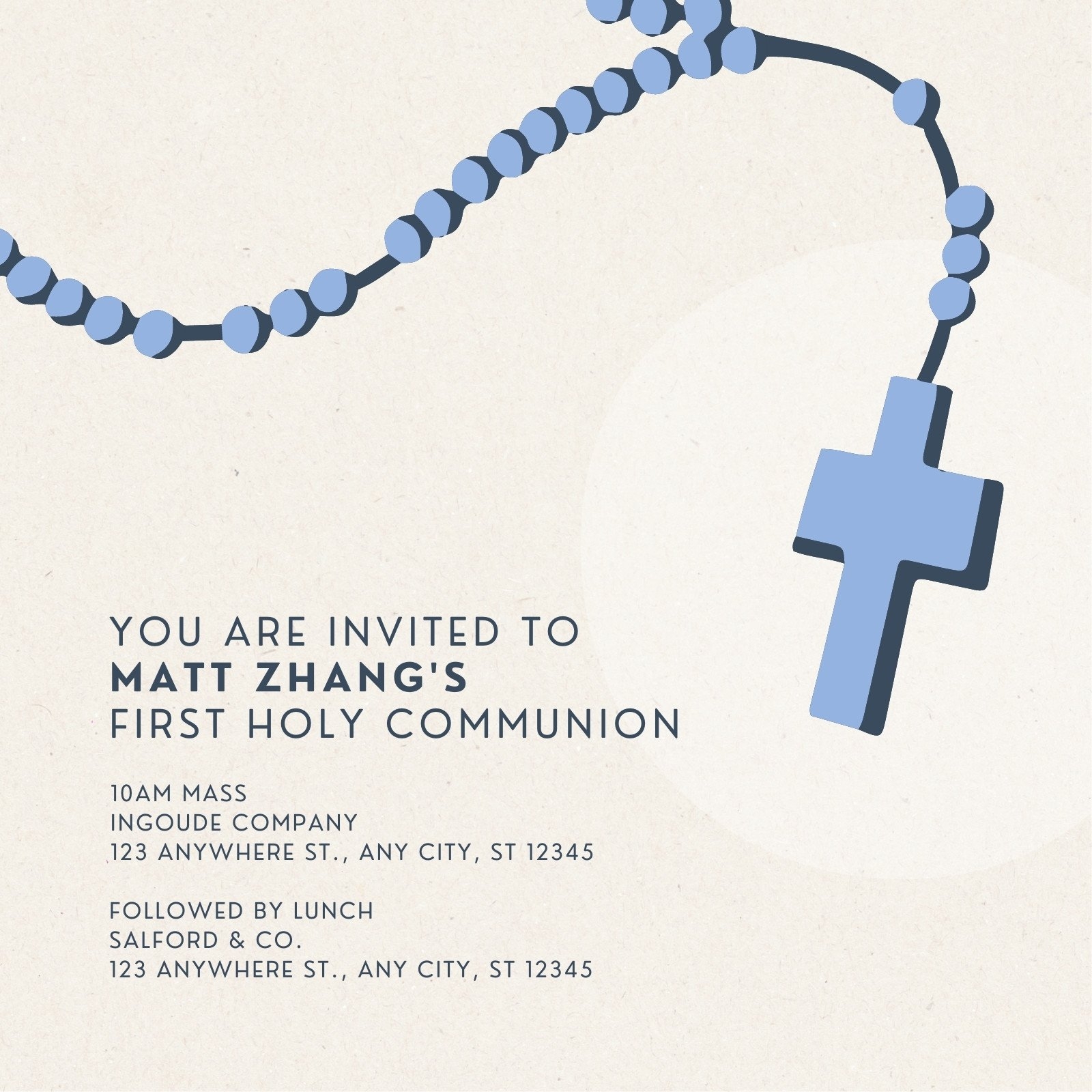 Free Custom Printable First Communion Invitation Templates Canva - Free Printable 1st Communion Invitations