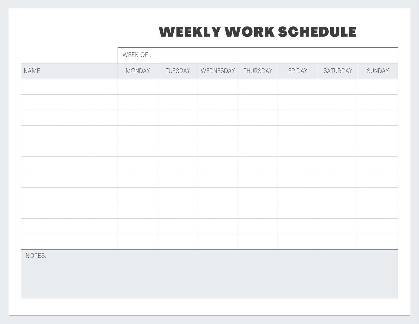Free Custom Printable Work Schedule Planner Templates Canva - Free Printable Blank Work Schedules