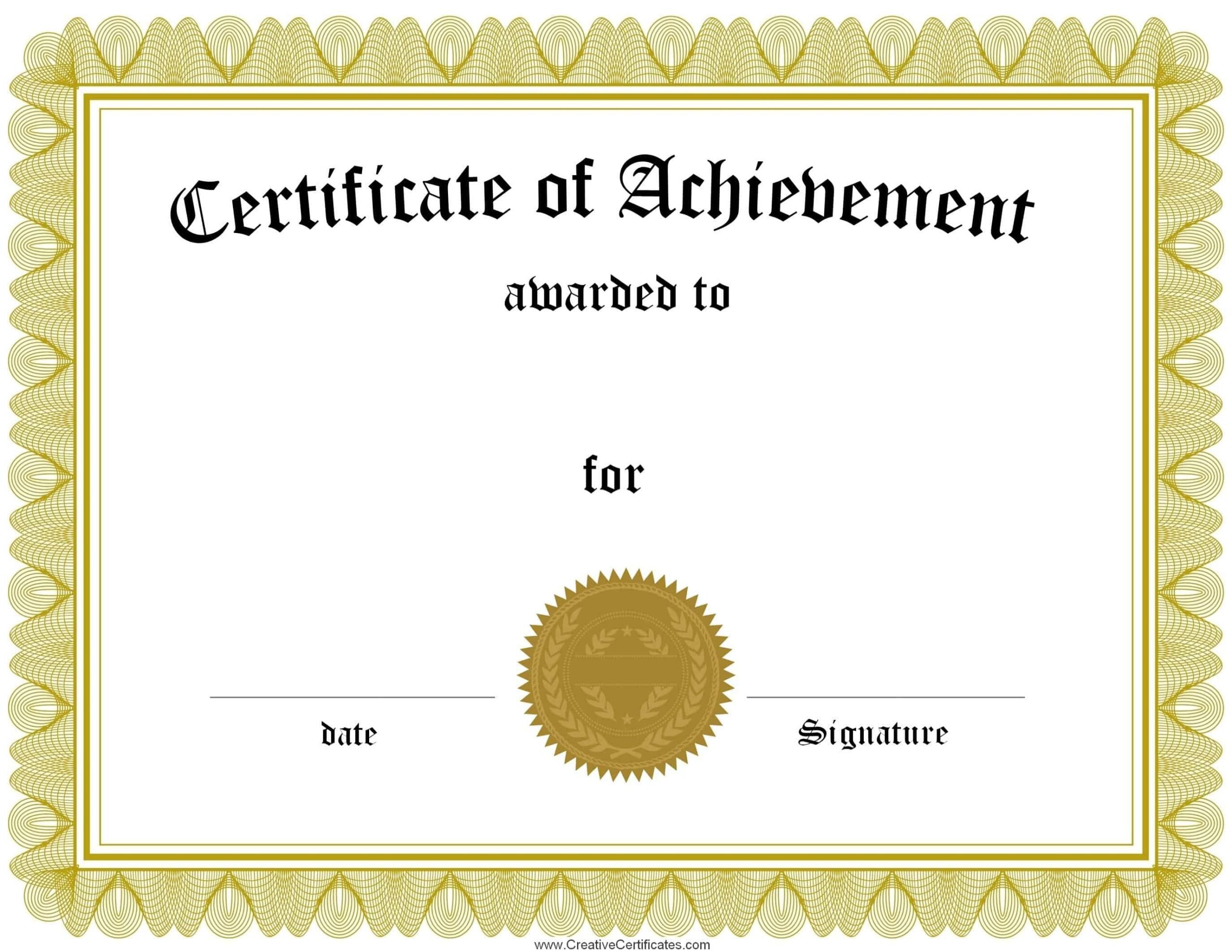 Free Customizable Printable Certificates Of Achievement For Free Printable Certificate O Awards Certificates Template Award Template Blank Certificate Template - Free Printable Certificates of Accomplishment