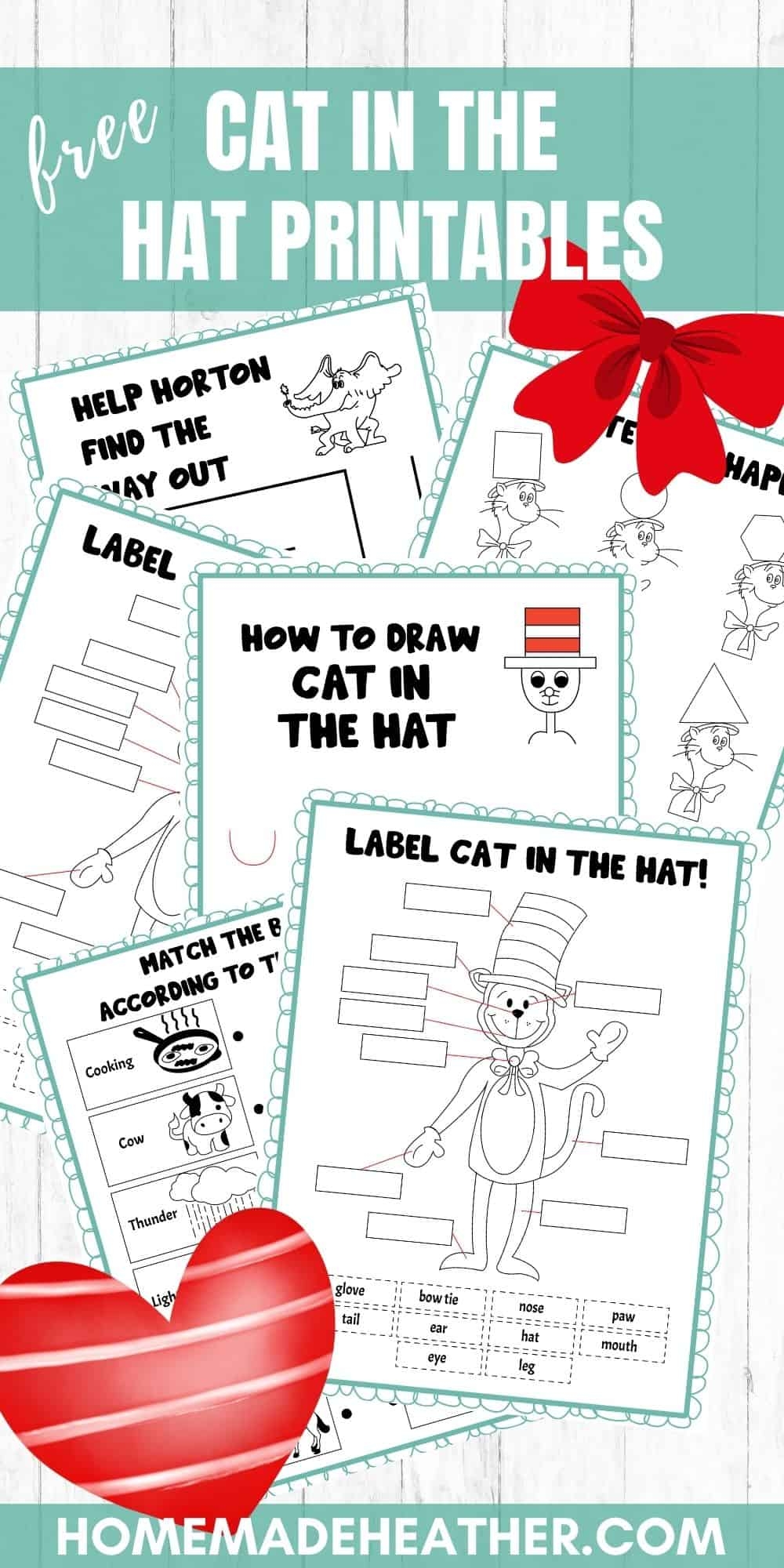 Free Dr Seuss Cat In The Hat Printables Homemade Heather - Cat In The Hat Free Printable Worksheets